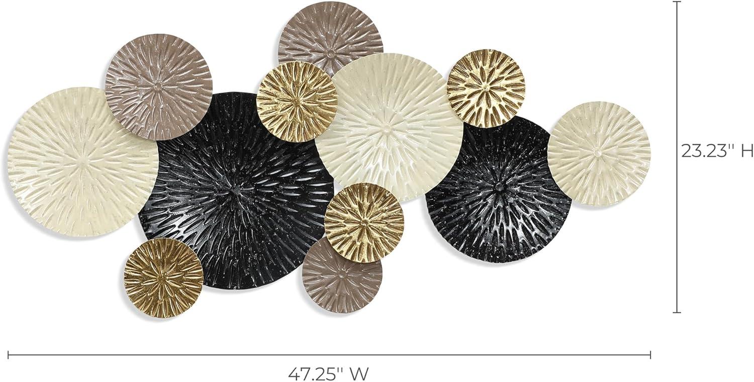 LuxenHome Multi-Color Coastal Abstract 47.25-Inch Wide Metal Wall Decor Brown