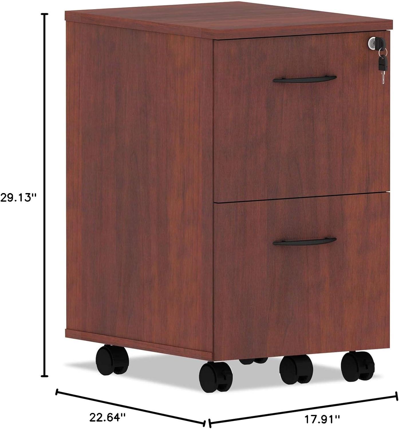 Medium Cherry 2-Drawer Lockable Mobile Pedestal File Cabinet