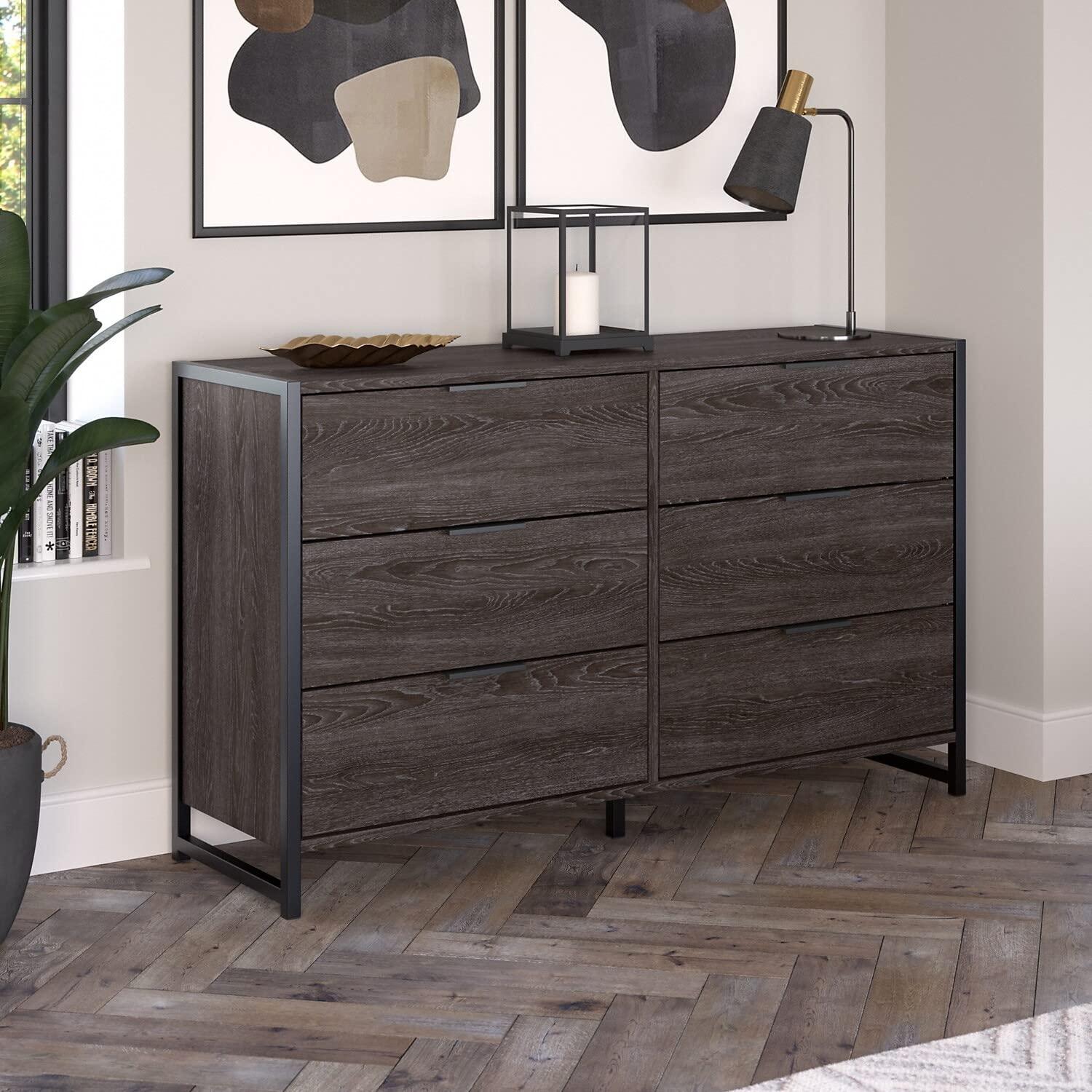 Bush Furniture Atria 6 Drawer Dresser in Modern Hickory