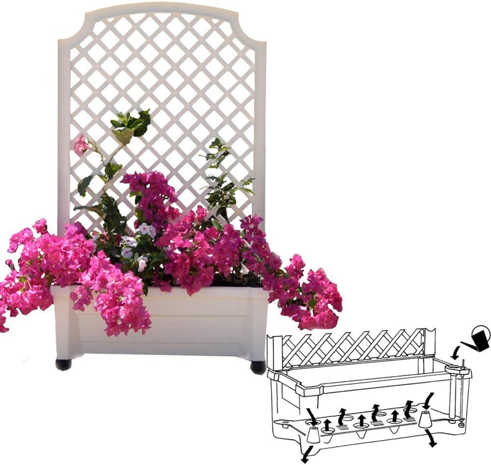 Exaco Trading 1.416W Calypso Planter with Trellis and Water Reservoir, White