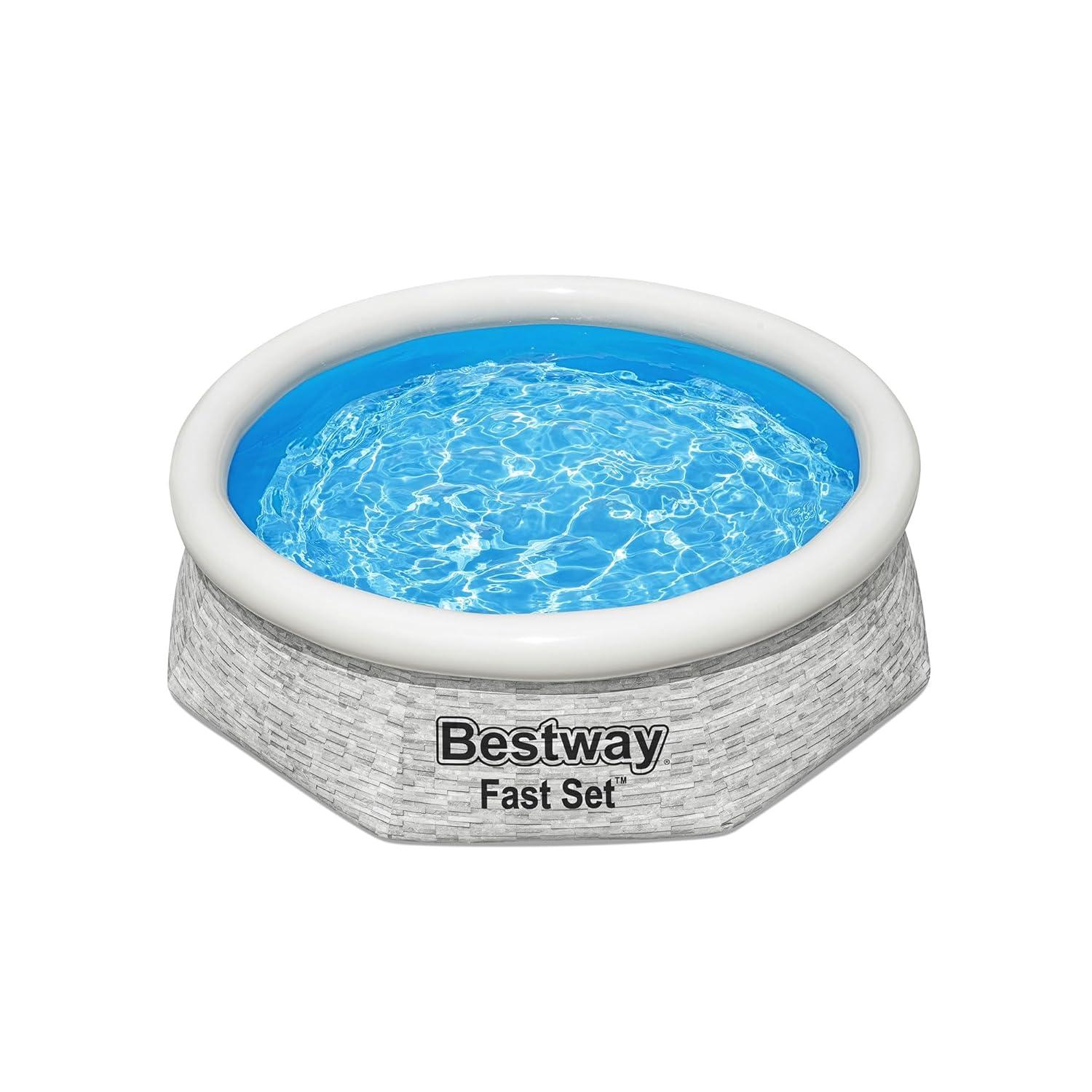 Bestway Above Ground Swimming Pool Set, 8' x 24" Round Inflatable Outdoor Backyard Pool with 497 Gallon Water Capacity and 330 GPH Filter Pump
