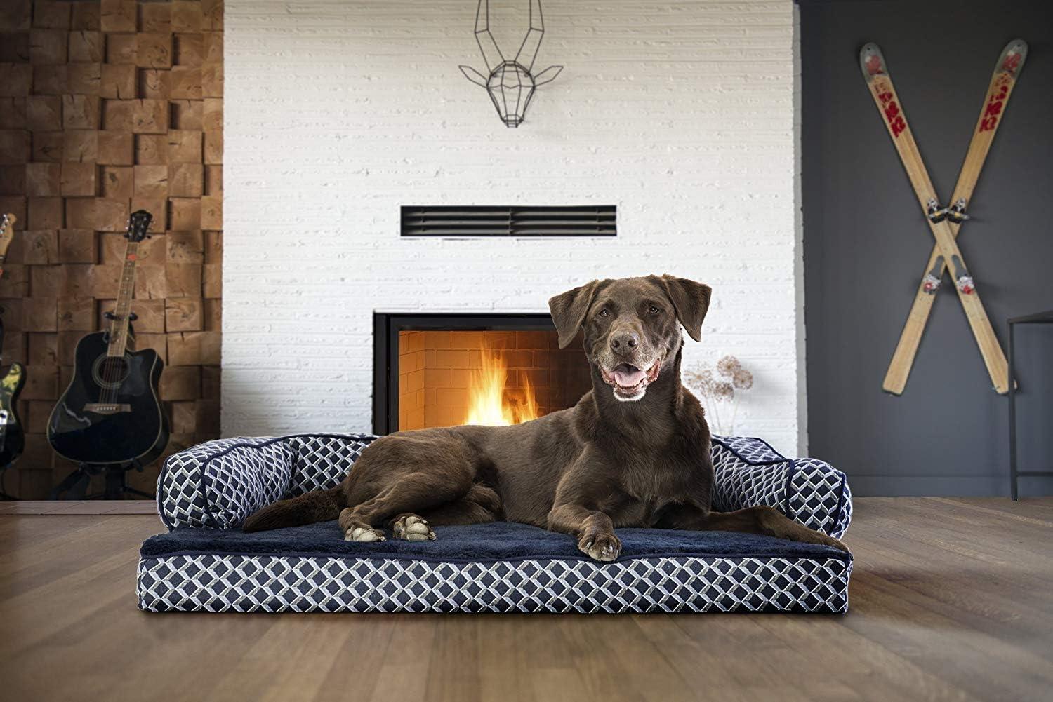 FurHaven Plush & Diamond Décor Comfy Couch Pet Bed