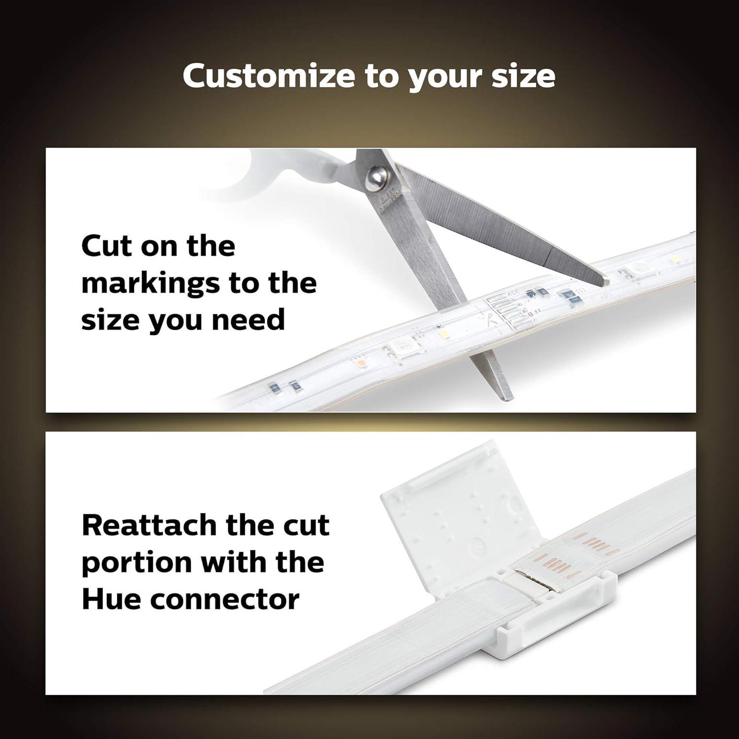 Philips Hue White and Color Ambiance Bluetooth Enabled Lightstrip Base Kit: LED, Indoor, Multicolored, Electric, 80" Length