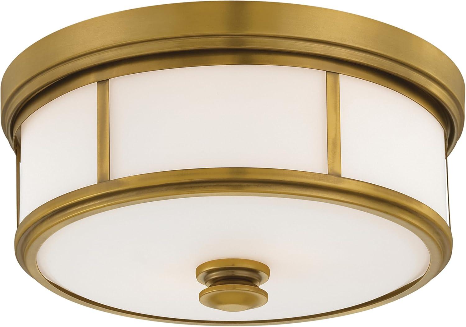 Minka Lavery Modern Ceiling Light Flush Mount Fixture 13 1/2" Liberty Gold Etched Opal Glass Shade for Bedroom Kitchen Living Room