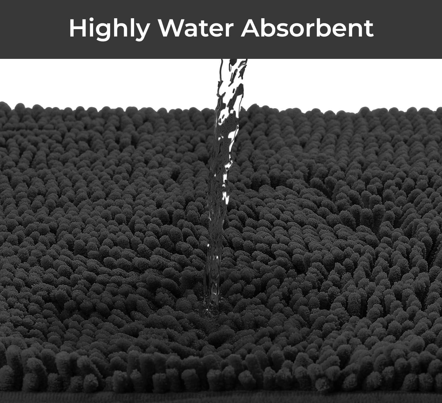 LuxUrux Soft & Plush Shaggy Plum Chenille Microfiber Bath Rug, 20" x 20'', Non-Slip Backing