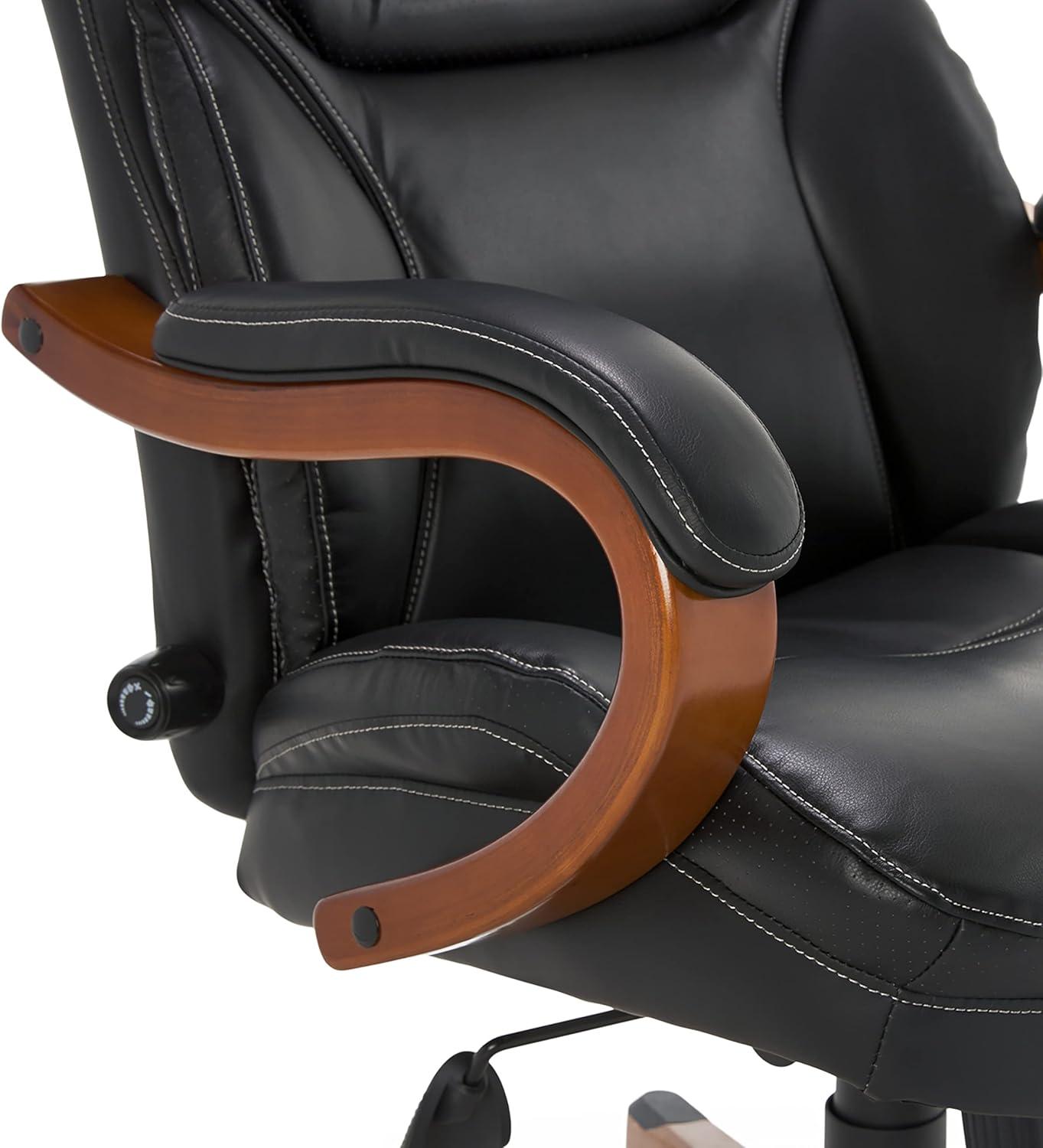 Ergonomic High-Back Swivel Executive Chair in Black Bonded Leather