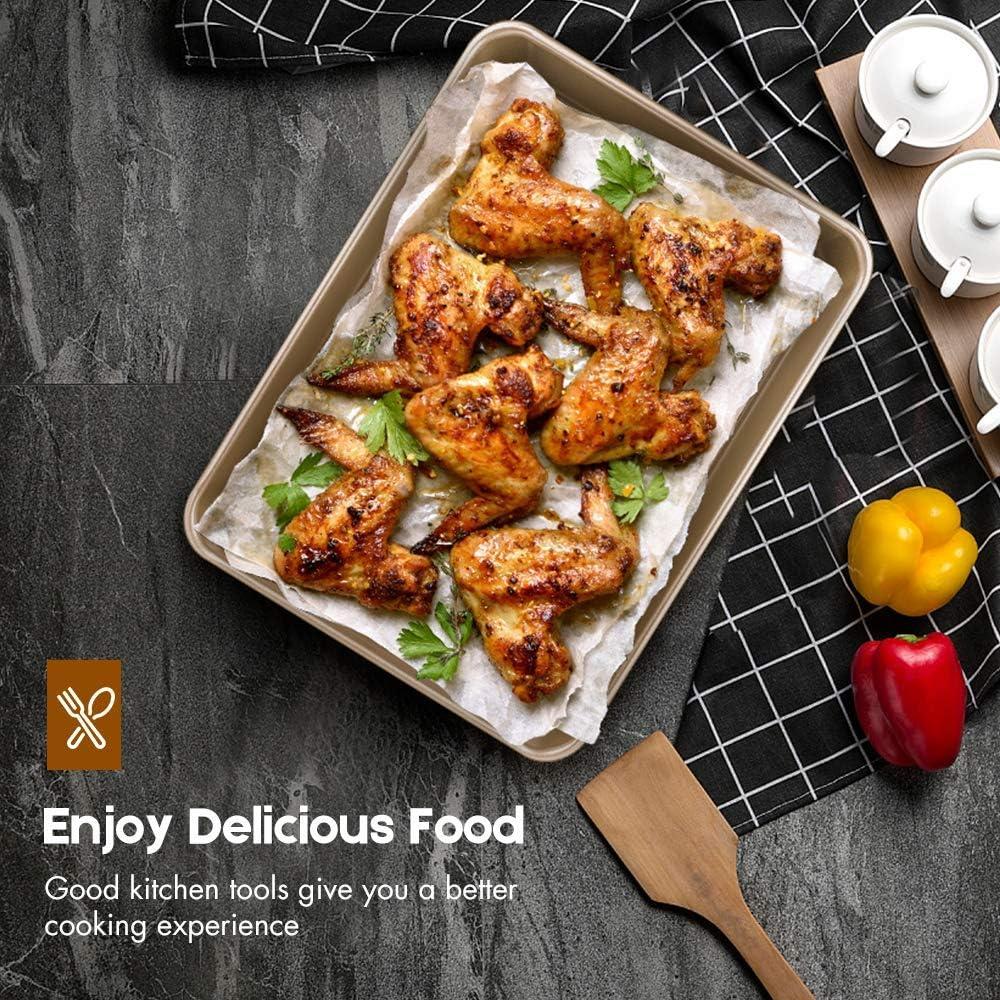 AMAGABELI GARDEN & HOME Deep Baking Pans Nonstick for Oven Tray Cake Carbon Steel Pan Baking Sheets Set of 3 Rectangle Bakeware Set for Cake Lasagna Brownie Casserole Cookie Cooking Gold