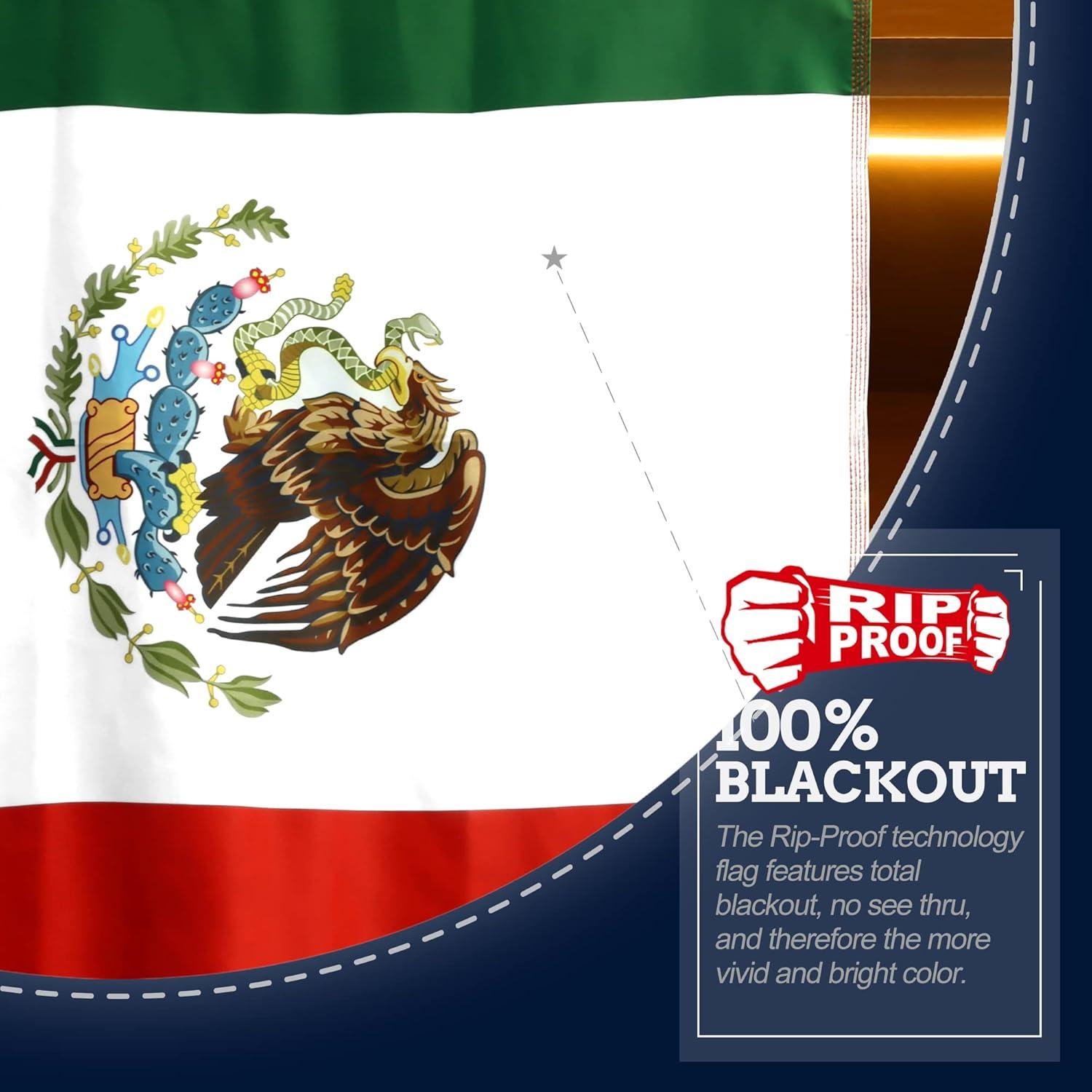 Anley Rip-Proof Technology Double Sided 3-Ply Mexico Flag 3x5 Foot - Mexican MX National Flags