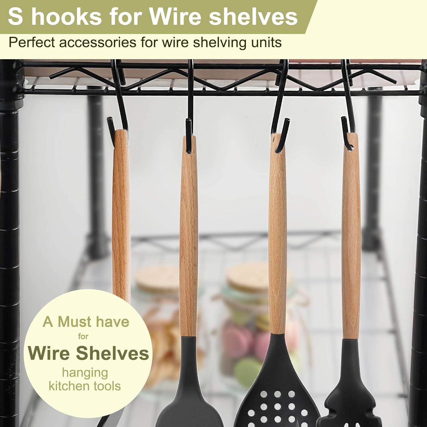 30 Pack Heavy Duty S Hooks Black S Shaped Hooks Hanging Hangers Pan Pot Holder Rack Hooks for Kitchenware Spoons Pans Pots Utensils Clothes Bags Towels Plants