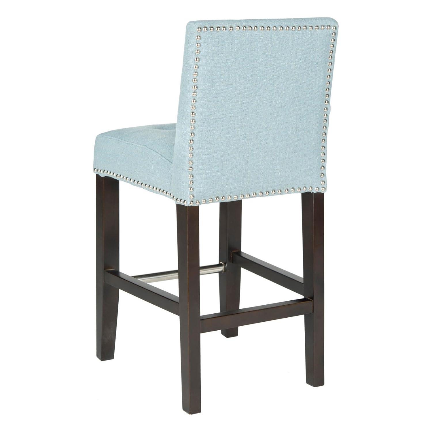 Thompson 23.9" Linen Counter Stool W/ Silver Nailheads - Sky Blue - Safavieh