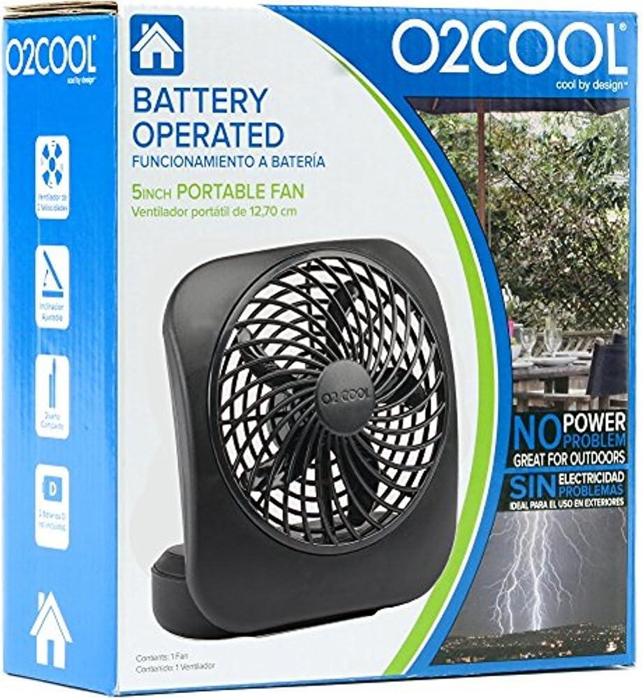Treva 5 inch Portable Battery Powered 2 Speed Personal Desktop Fan, Black