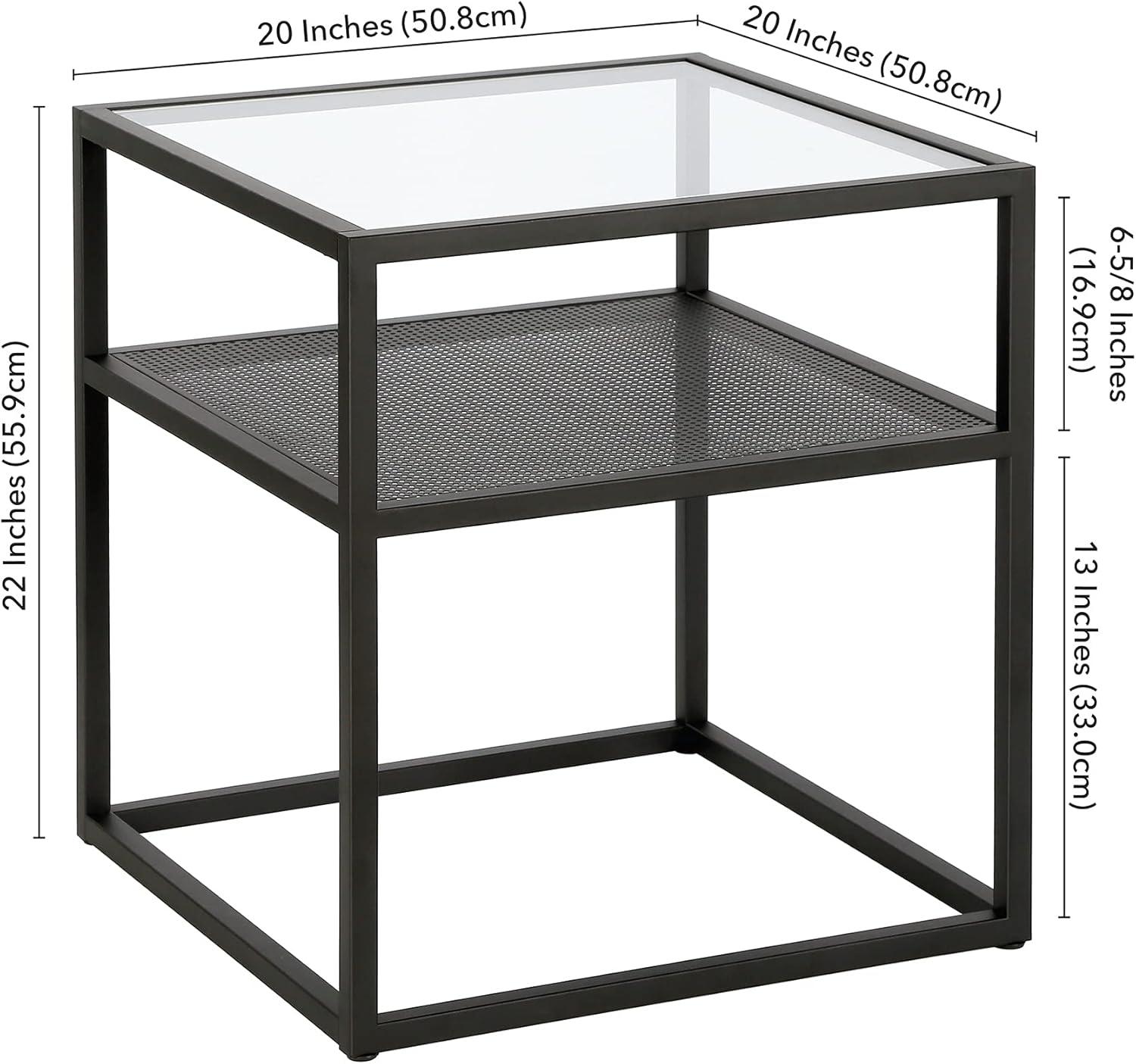 Evelyn&Zoe Nellie 20" Wide Square Side Table, Blackened Bronze