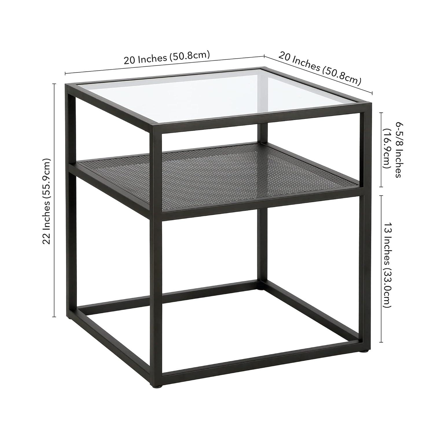 Evelyn&Zoe Nellie 20" Wide Square Side Table, Blackened Bronze