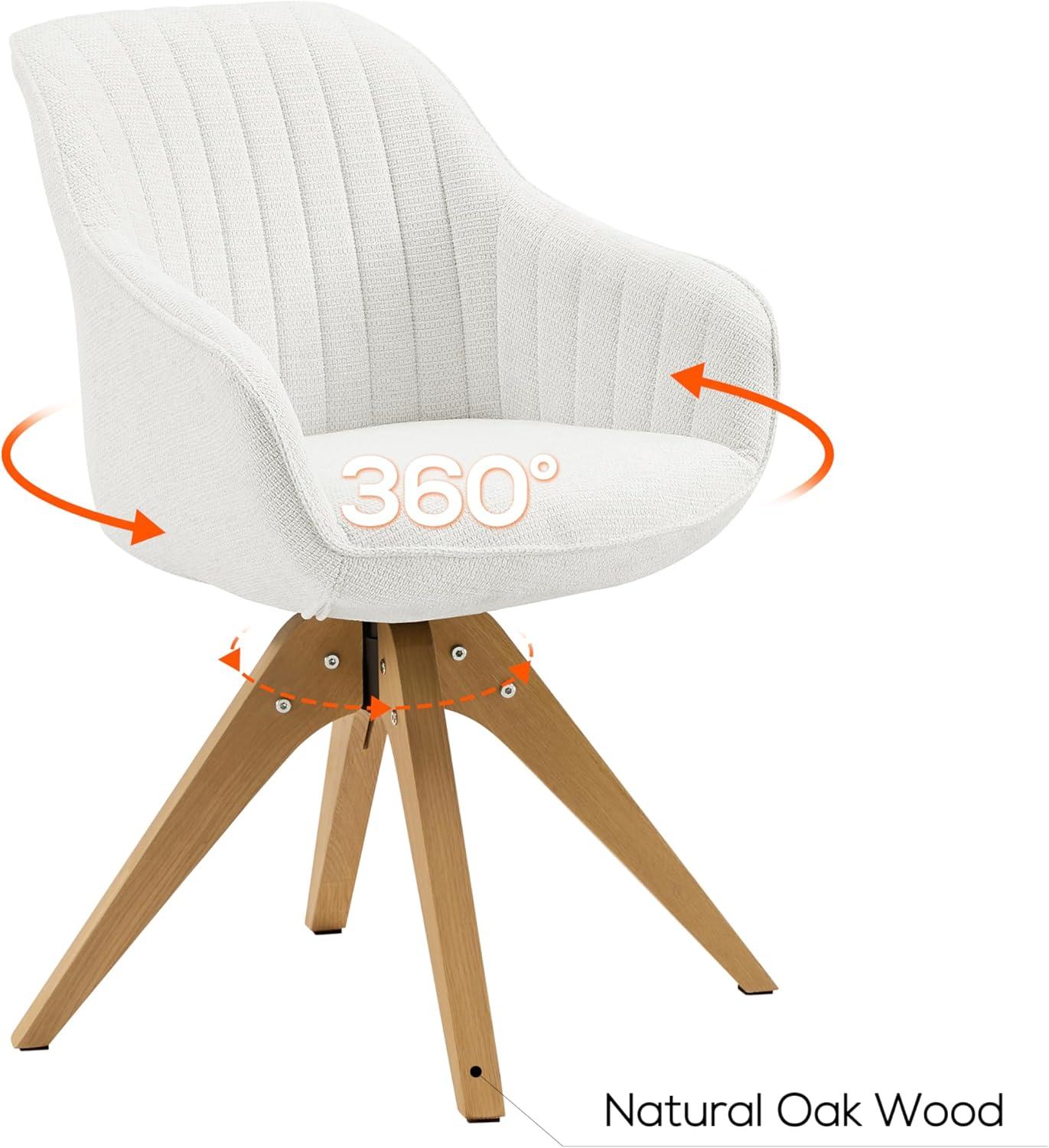 Art Leon Modern Swivel Fabric Accent Desk Chair with Beech Wood Legs, Yellow