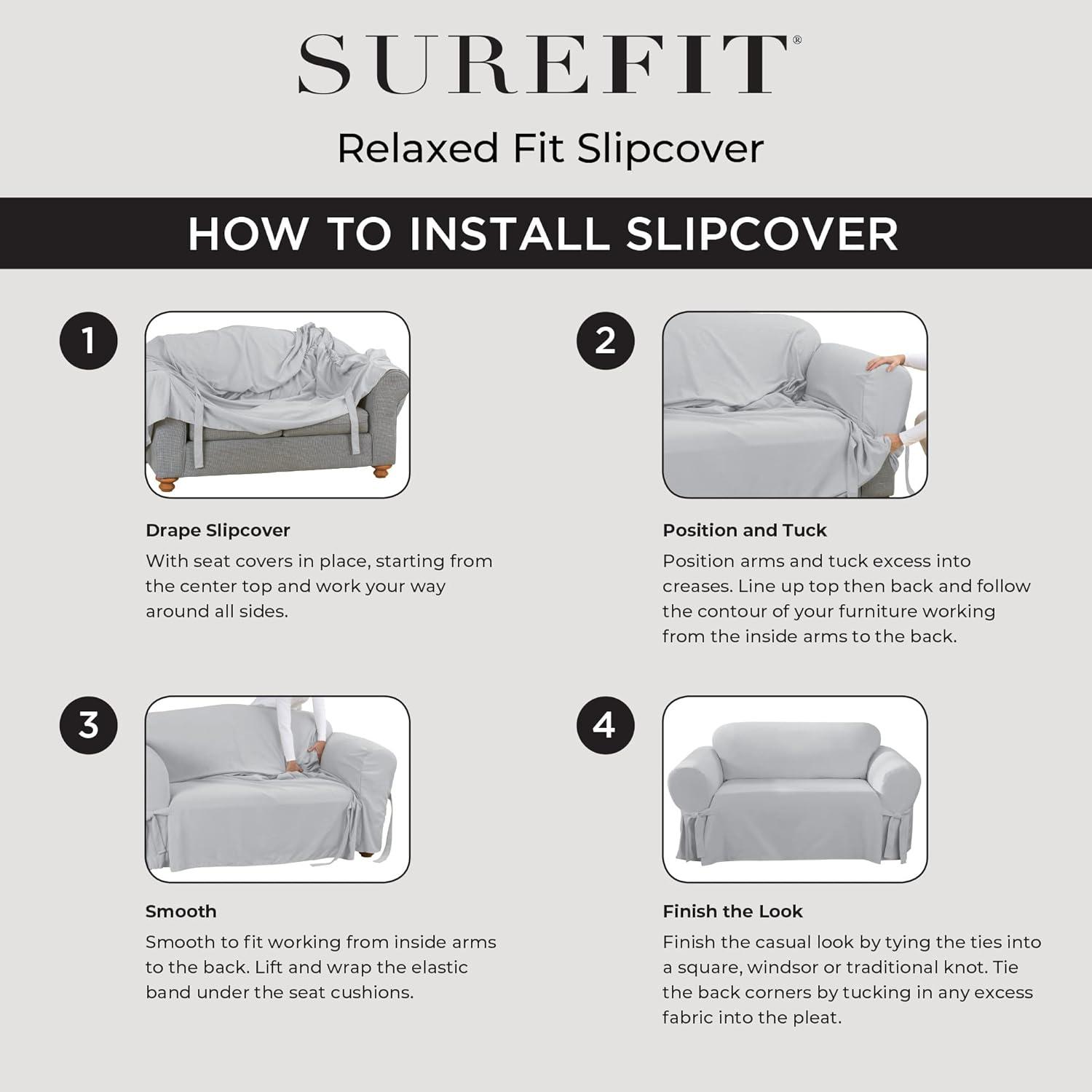 Sure Fit Polyester Box Cushion Loveseat Slipcover