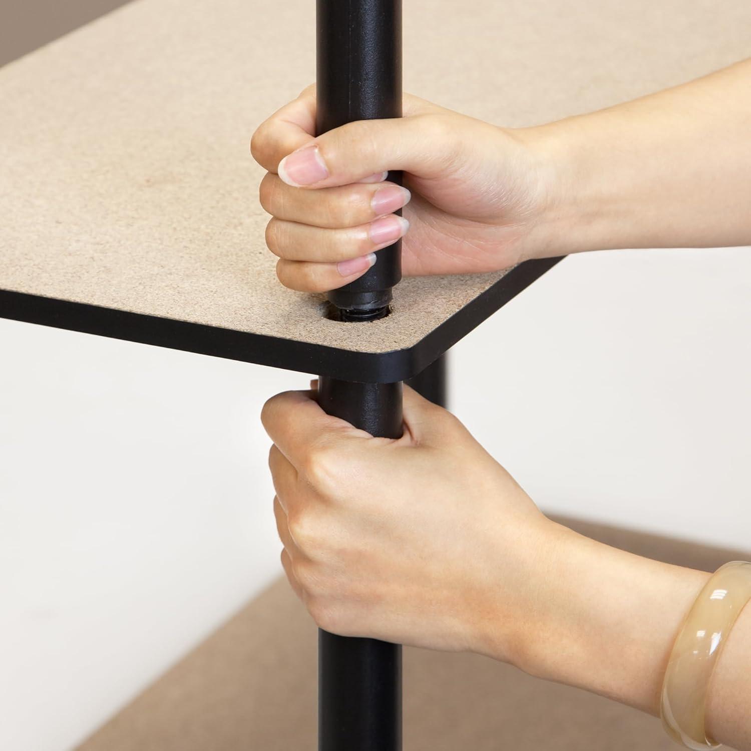 Furinno Durable 23.6"W x 11.6"D x 29.5"H 3-Shelf Freestanding Shelving Unit, Light Cherry and Black