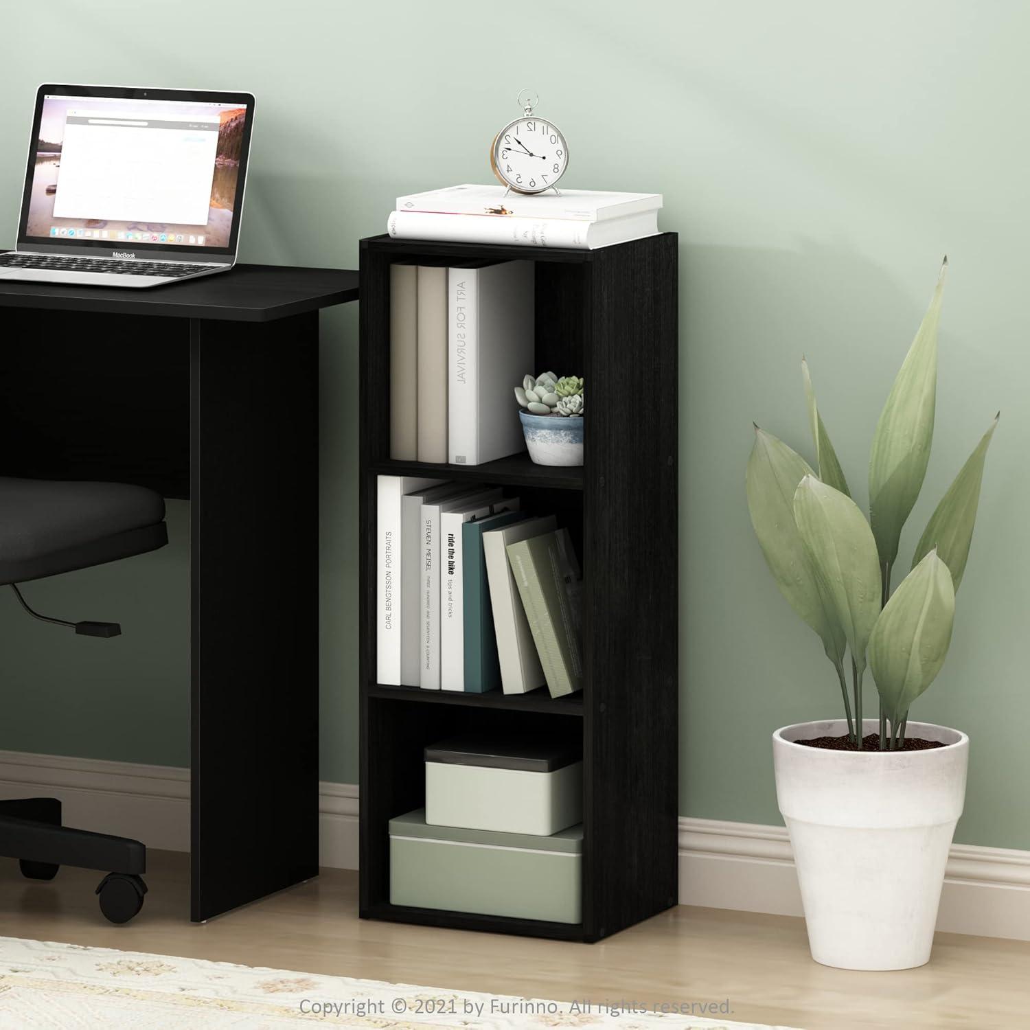 Sleek Blackwood 3-Tier Freestanding Open Cube Shelf