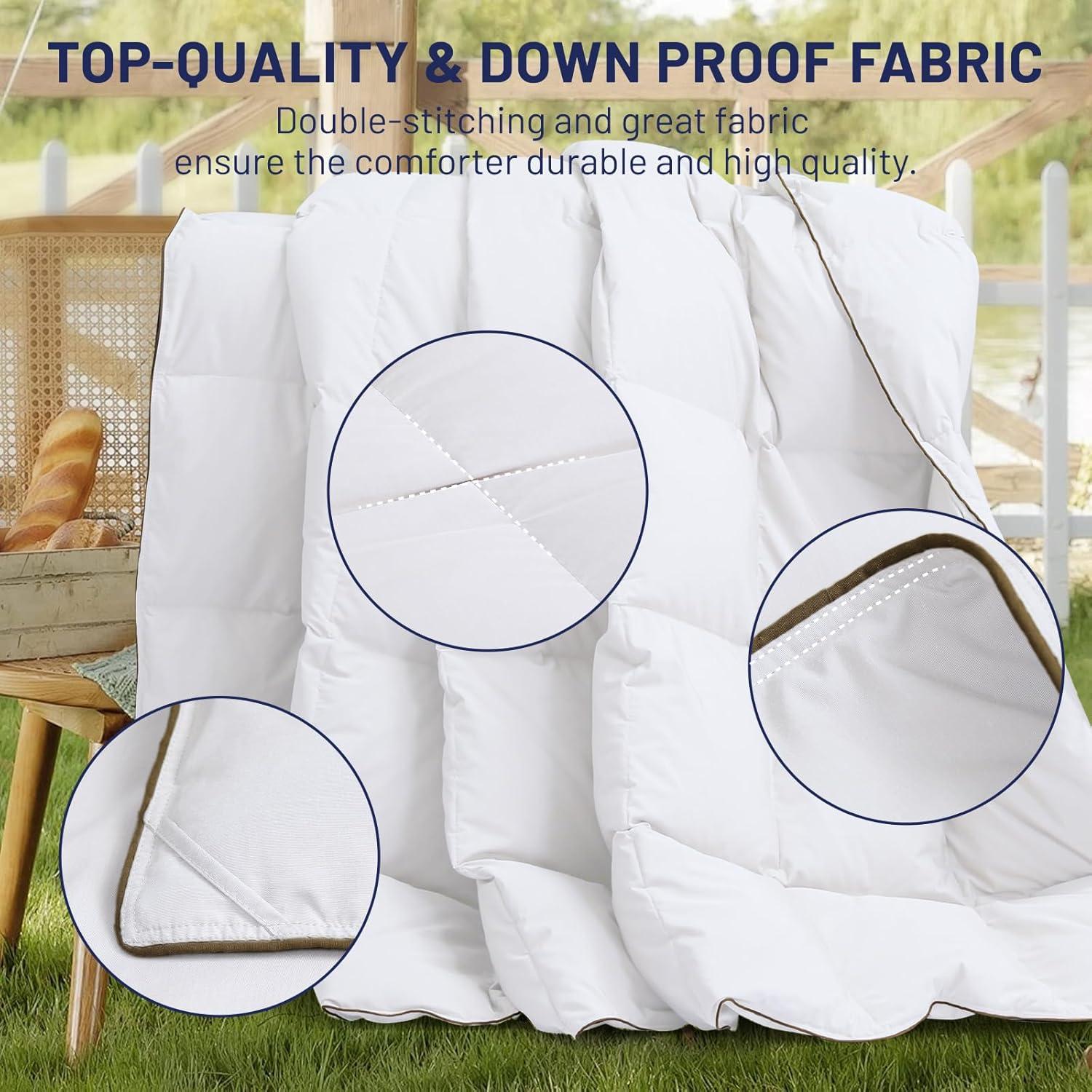SNOWMAN Extra-Soft Down Blanket Queen, Lightweight Down Comforter with 8 Corner Tabs, Cooling Bed Comforter for Hot Sleepers, 18oz Fill Weight and Noiseless Down Proof Fabric (White, 90"x90")