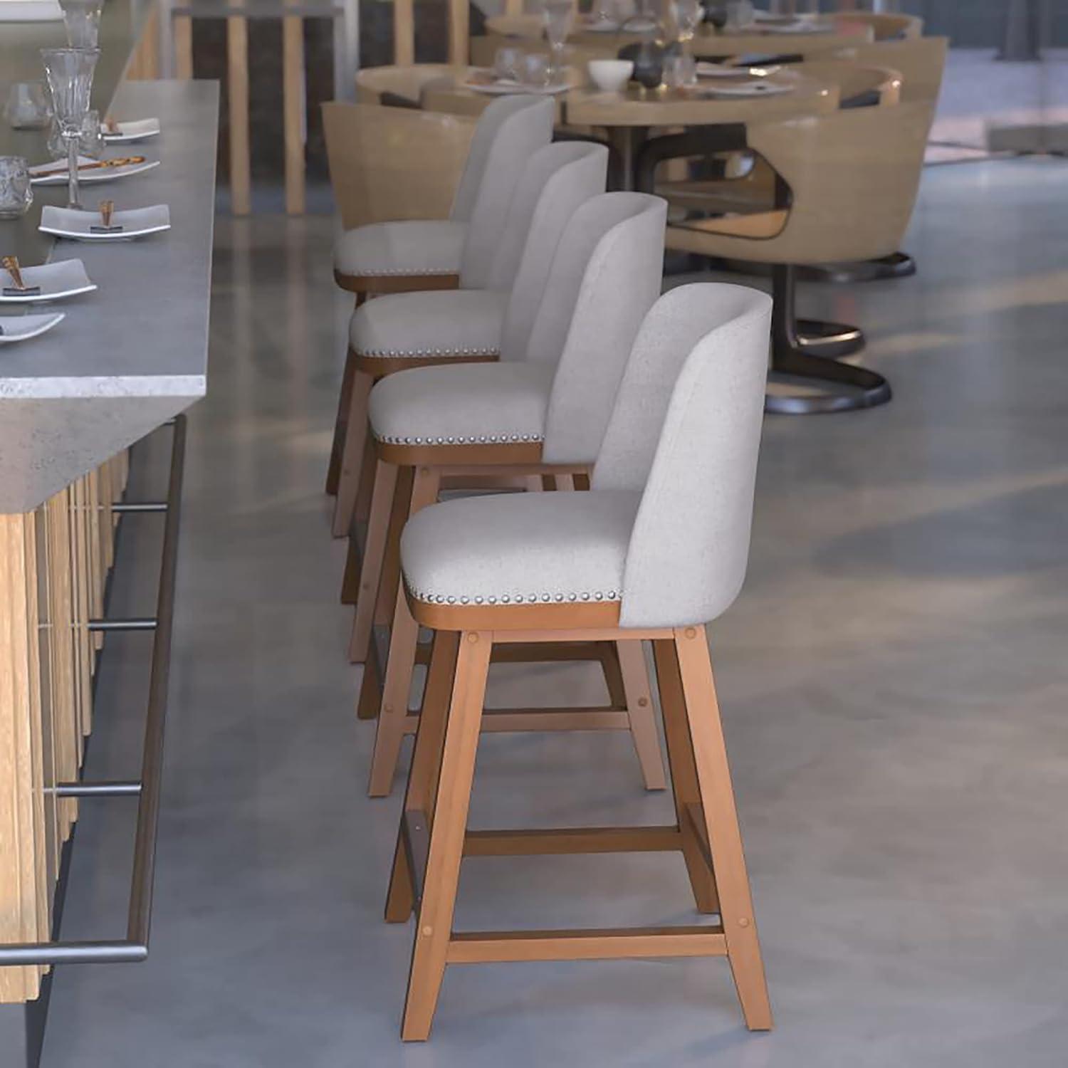 Flash Furniture Julia Set of 2 Transitional Upholstered Counter Stools with Nailhead Trim and Solid Wood Frames