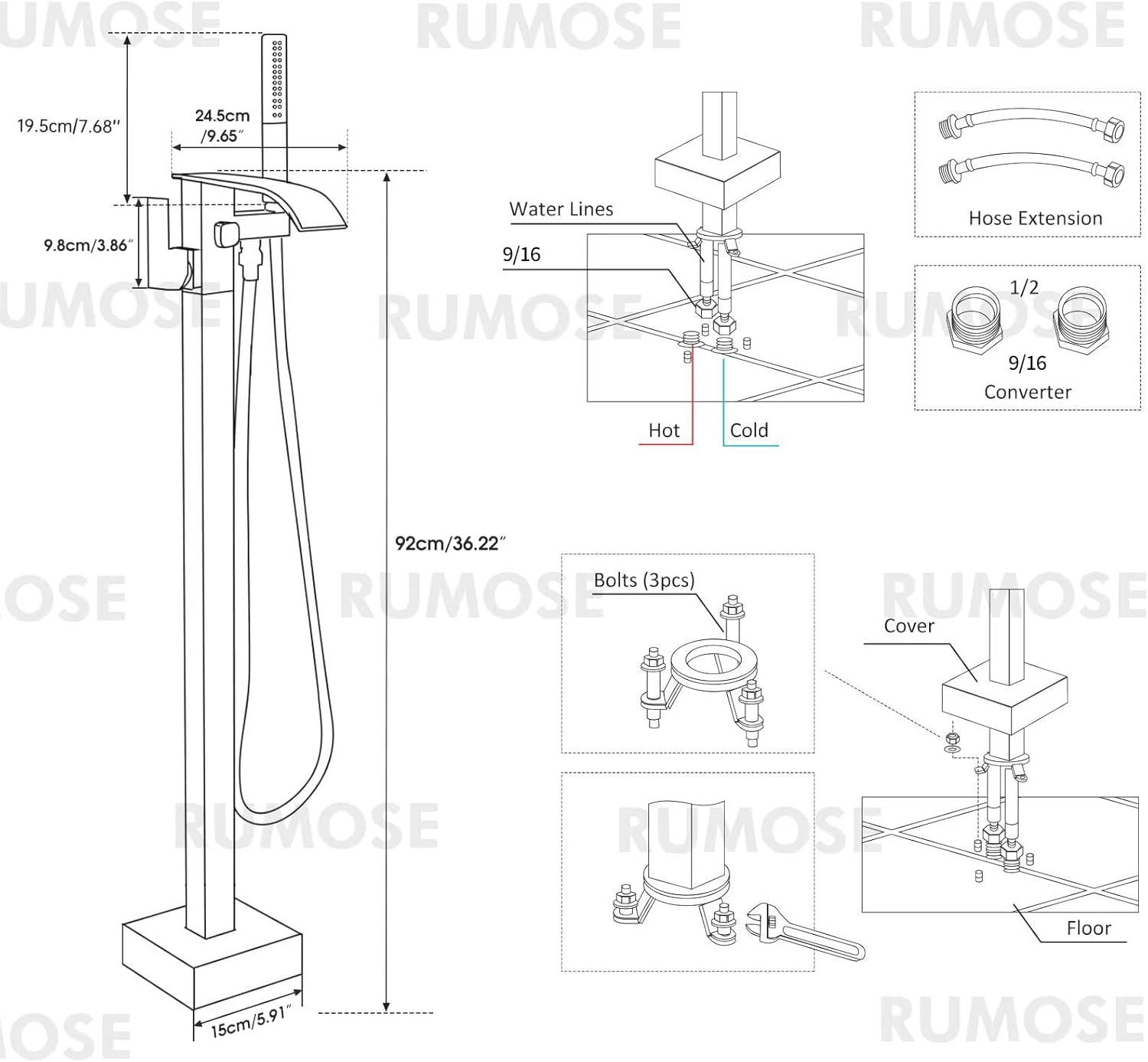 Bathroom Freestanding Tub Filler with Diverter