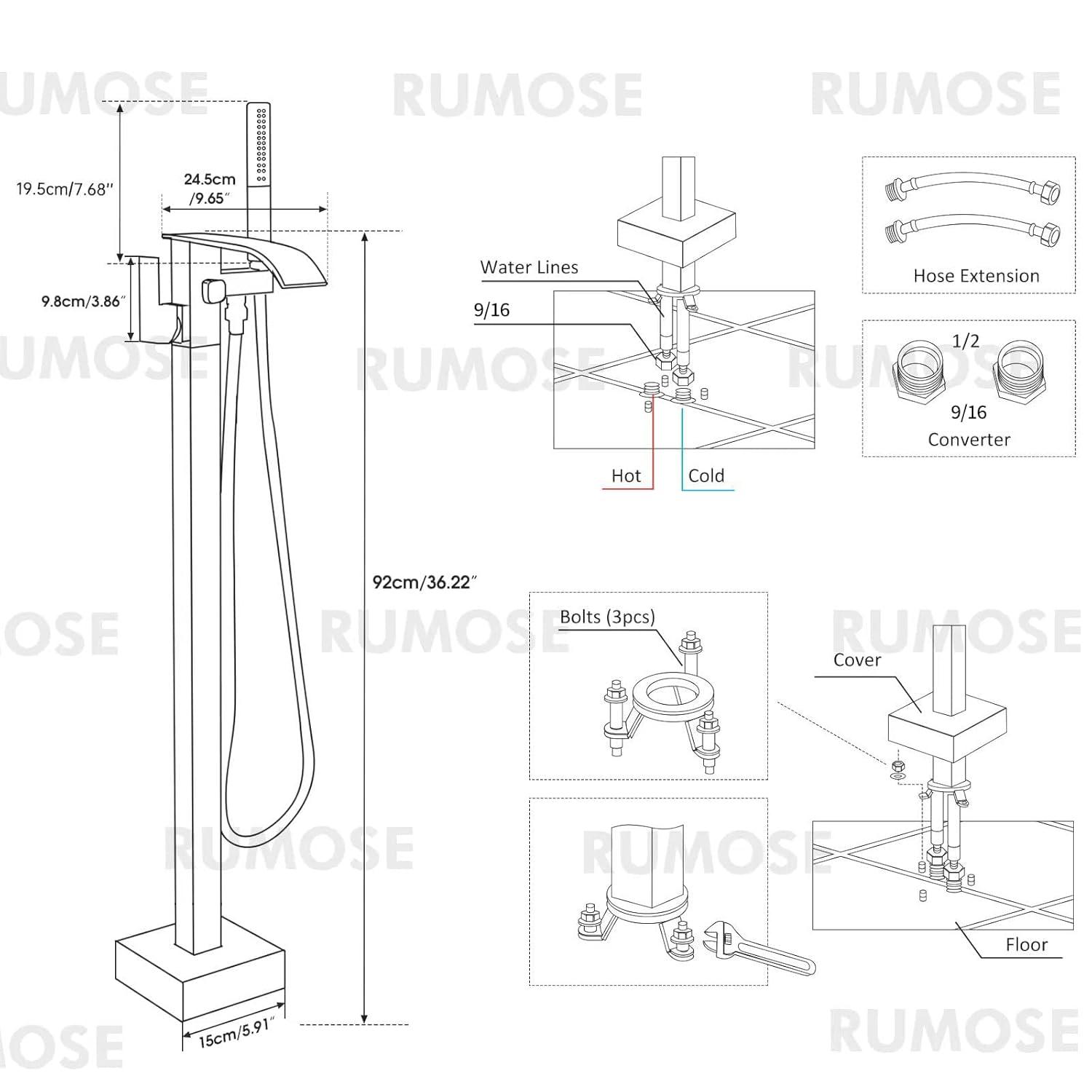 Bathroom Freestanding Tub Filler with Diverter