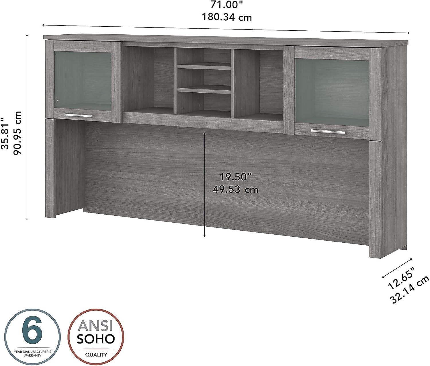 Bush Furniture Somerset 72in 2-Door Hutch with Cubbies in Platinum Gray Finish - fits on 72W L Desk or 72W Office Desk (sold Separately)