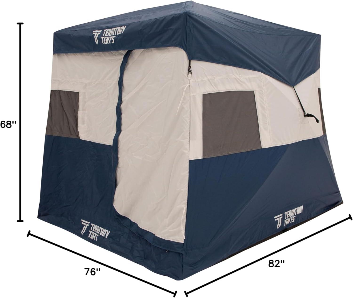 Territory Tents Jet Set 3 Hub Tent, Easy 90 Second Set-Up, Waterproof, UV Resistant, Ample Storage Options, 3-Person, Deep Blue, 78" x 94" x 94", CT301DB