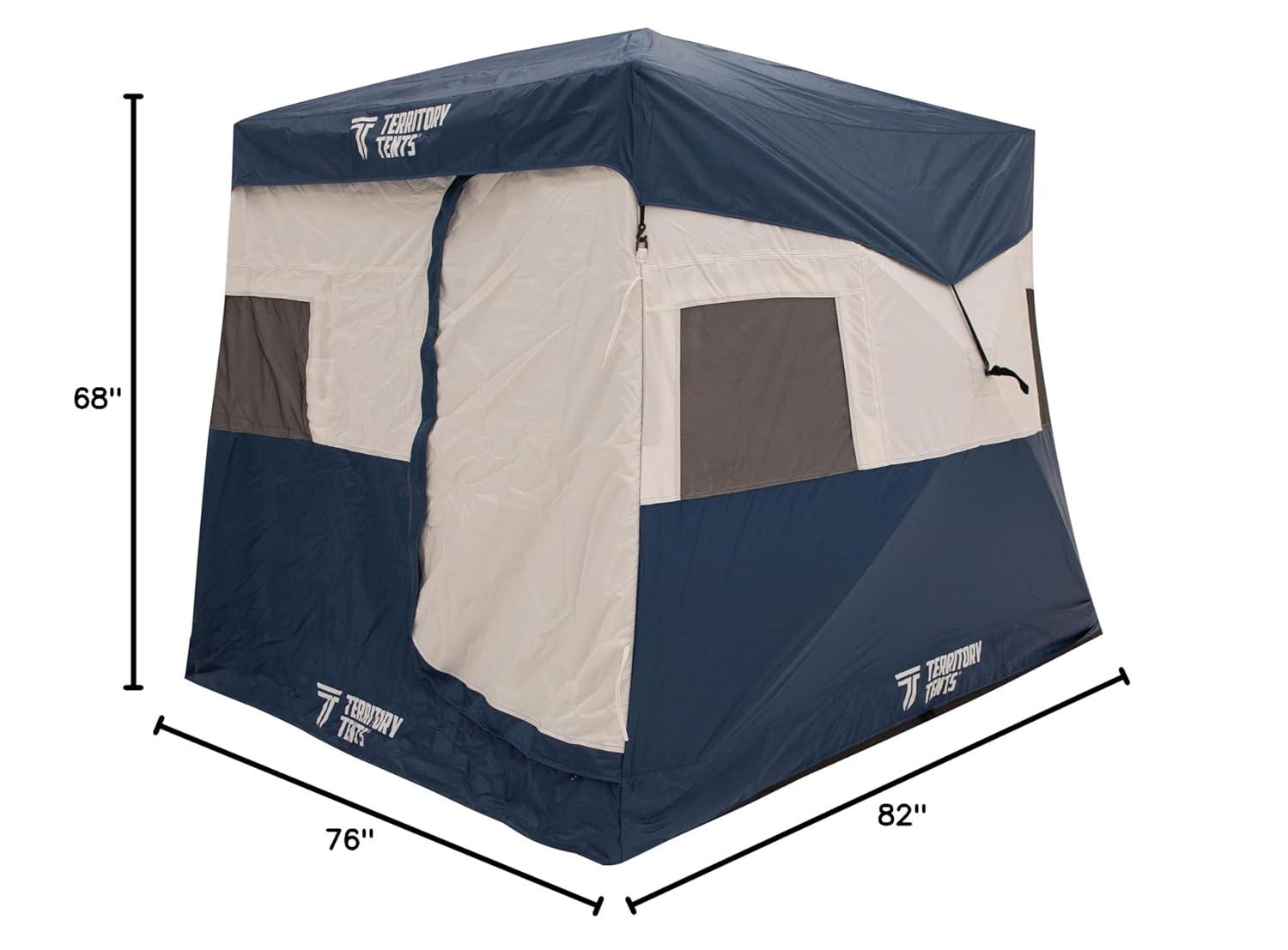 Territory Tents Jet Set 3 Hub Tent, Easy 90 Second Set-Up, Waterproof, UV Resistant, Ample Storage Options, 3-Person, Deep Blue, 78" x 94" x 94", CT301DB