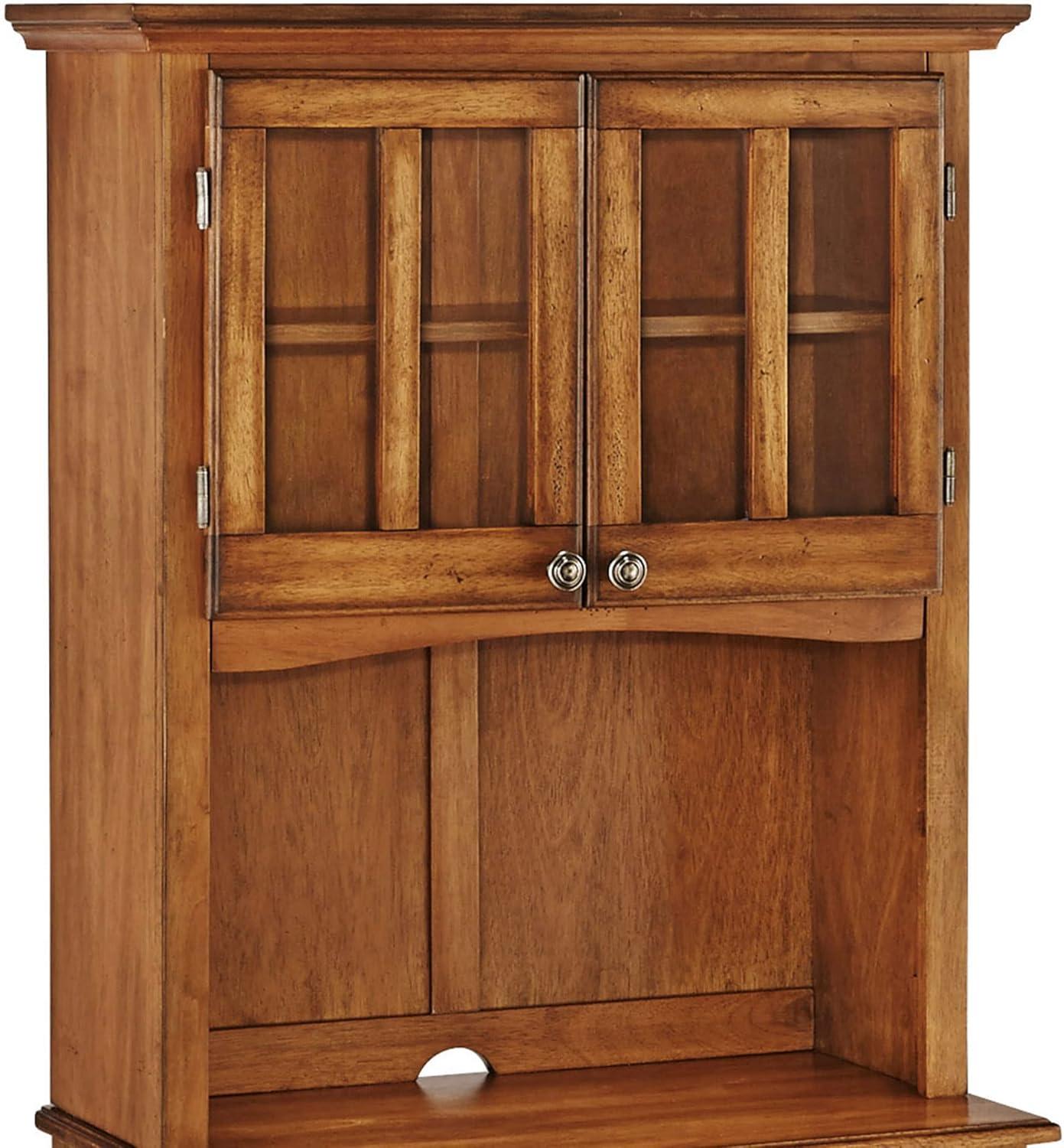 Small Buffet of Buffets Server with Hutch and Oak Top Oak - Homestyles: Traditional Storage, Glass Doors, Adjustable Shelves