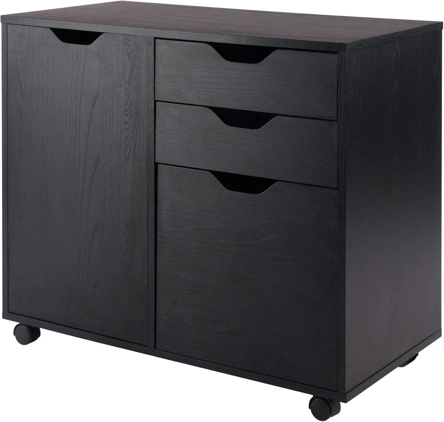 Winsome Wood Halifax 3-Pc Cabinet Set with File Drawer, Black Finish