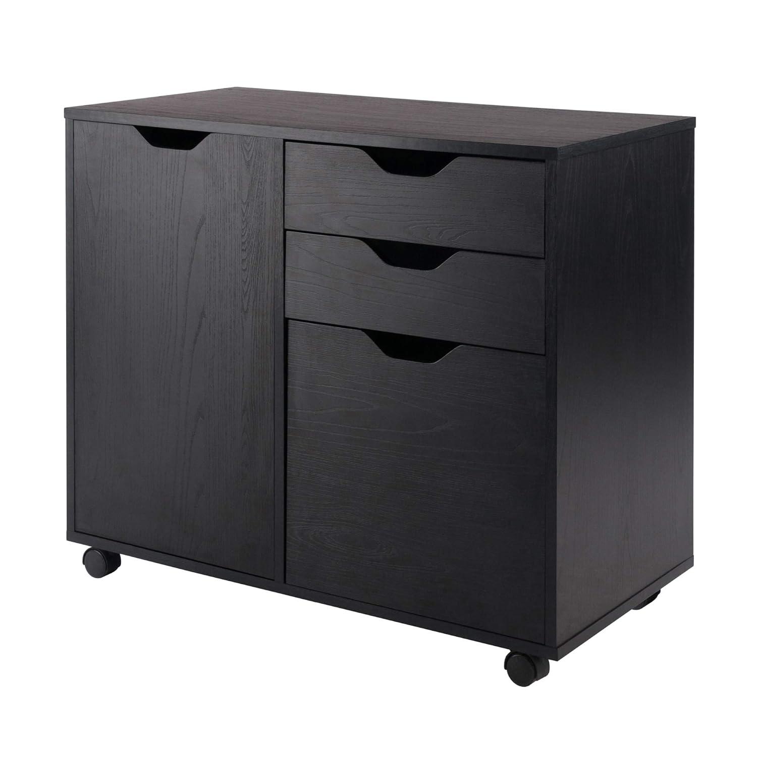Winsome Wood Halifax 3-Pc Cabinet Set with File Drawer, Black Finish