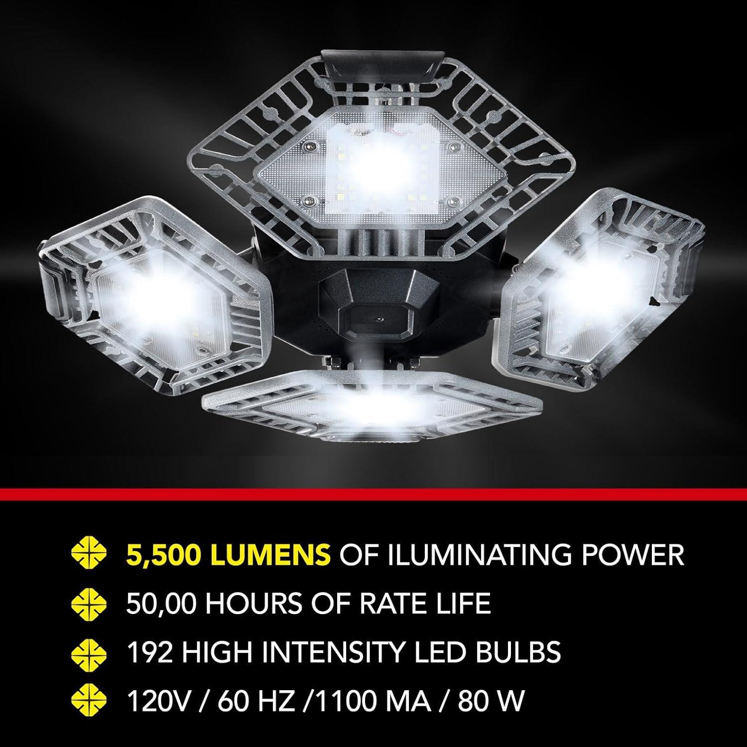 Bell+Howell Quadburst 5500 Lumens Multi Directional Ceiling Light with 4 Adjustable Panels