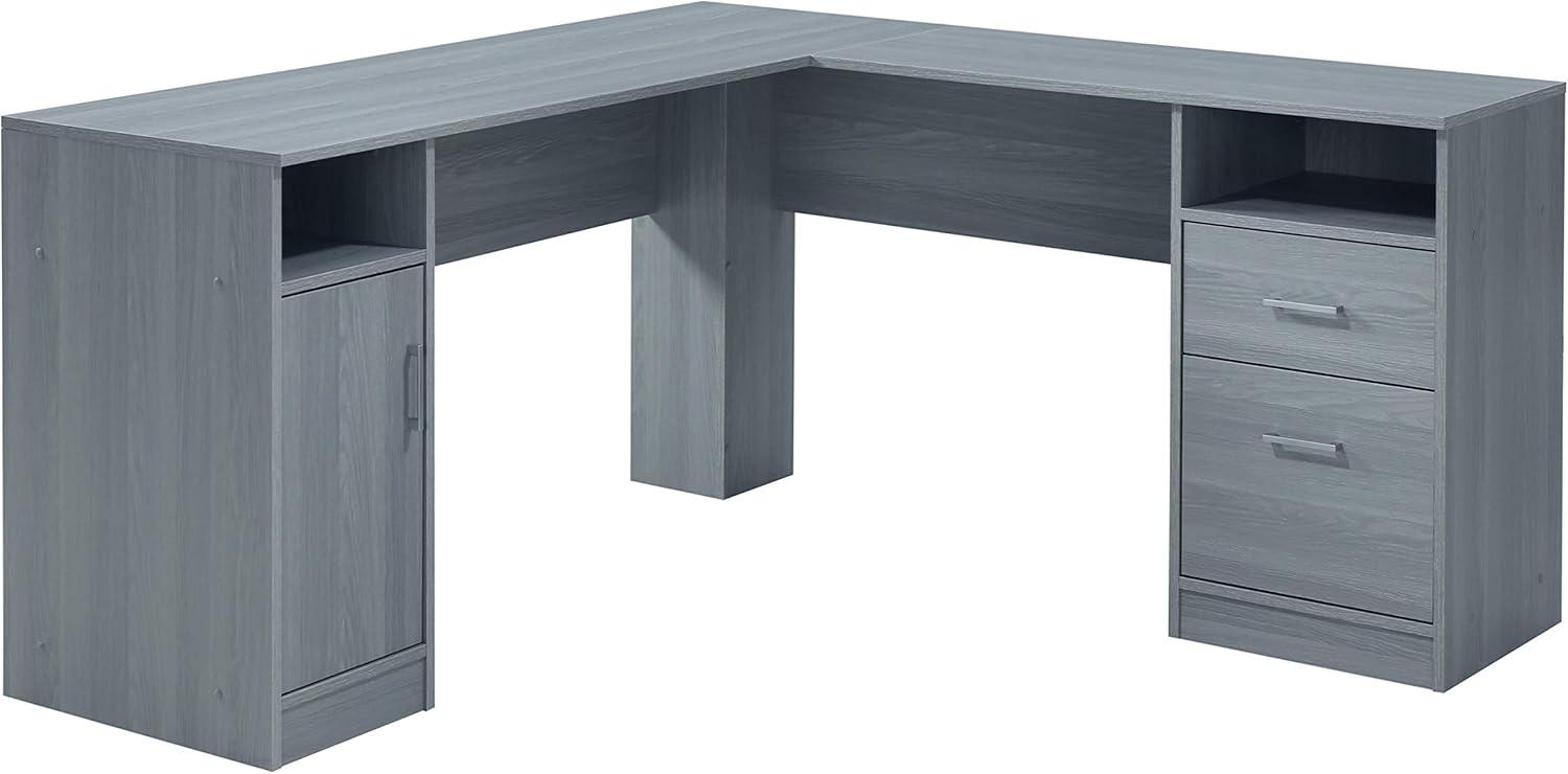 Functional L Shaped Desk with Storage Gray - Techni Mobili