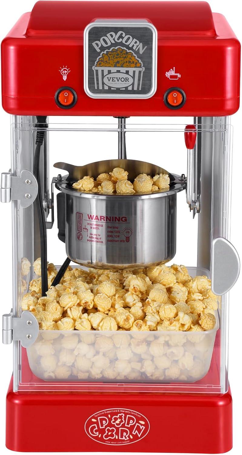Stellweilan Tessberg Popcorn Popper Machine Tabletop Popcorn Maker 300W 2.5 Oz Red