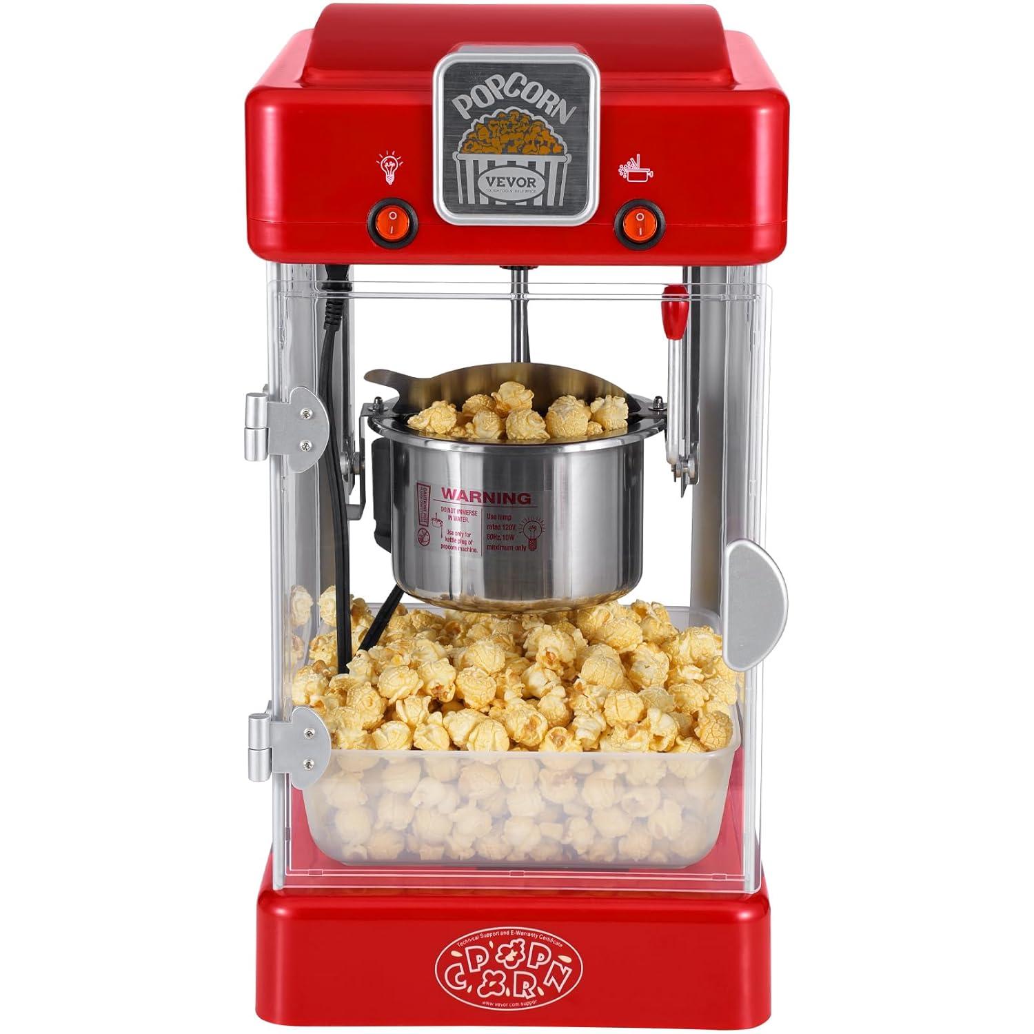 Stellweilan Tessberg Popcorn Popper Machine Tabletop Popcorn Maker 300W 2.5 Oz Red