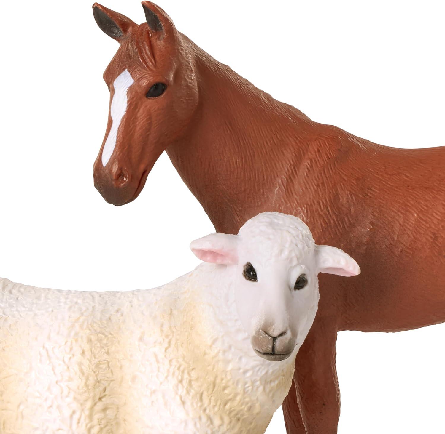Realistic Farm Animal Figurines Set - Horse, Cow, Sheep