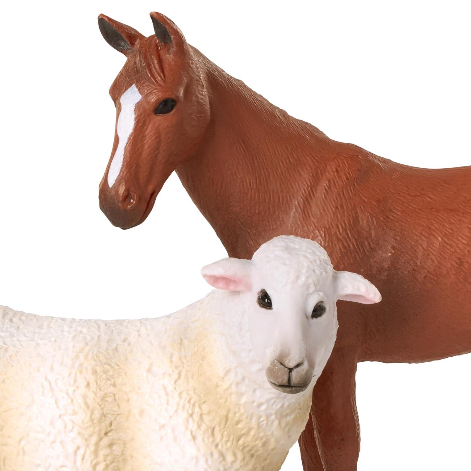 Realistic Farm Animal Figurines Set - Horse, Cow, Sheep
