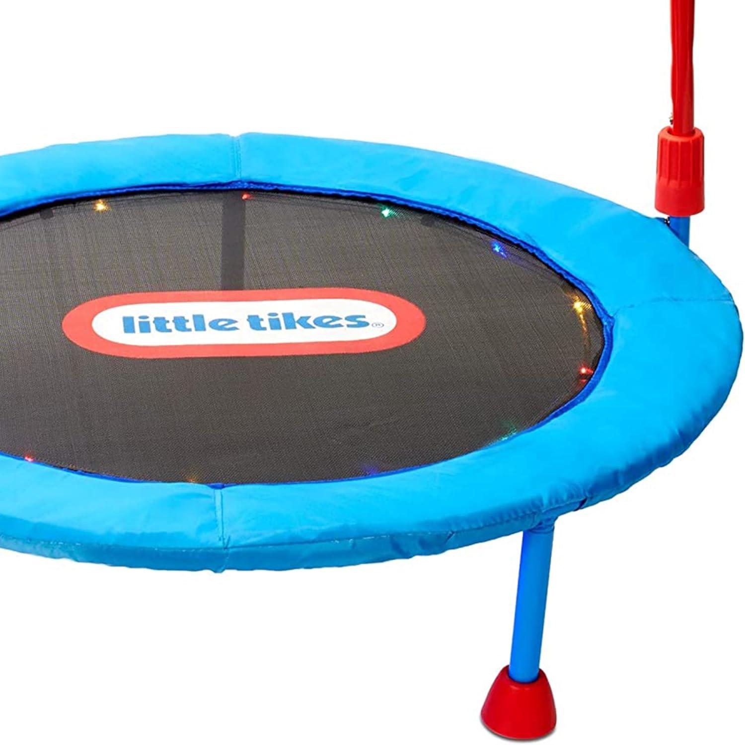 Little Tikes Light Up Easy Store 3-Foot Trampoline, with Hand Rail, Blue