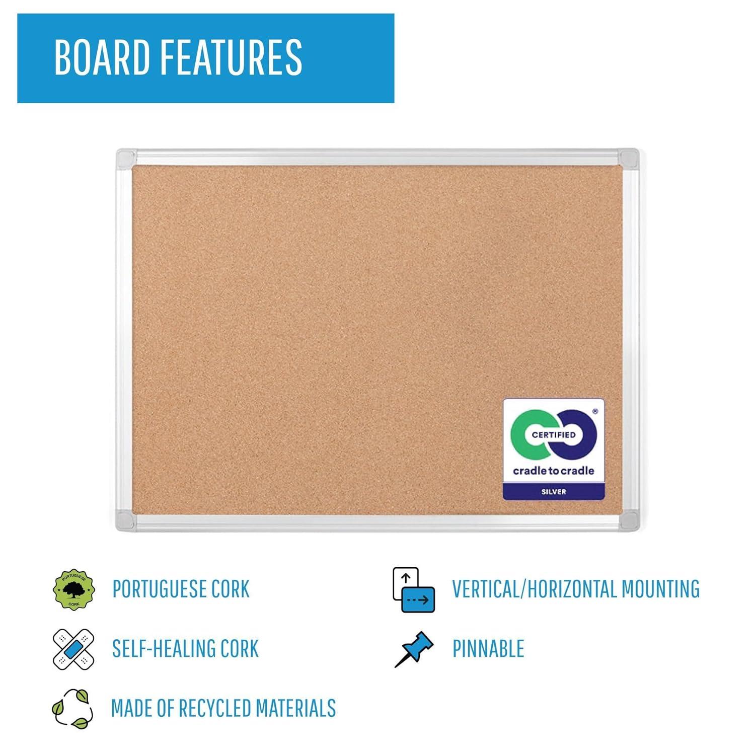 Bi-Silque Visual Communication Products CA031790 Earth Cork Bulletin Board, 24 x 36 in., Aluminum Frame
