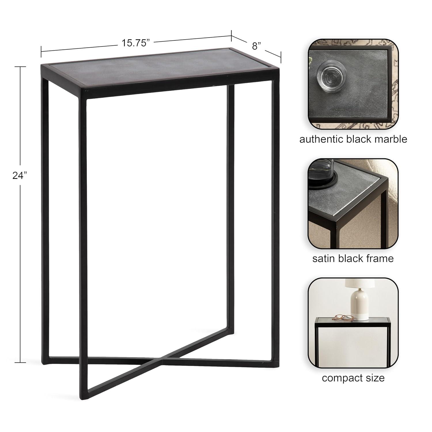 Kate and Laurel Jaspur Rectangle Metal Side Table, 16x8x24, Silver
