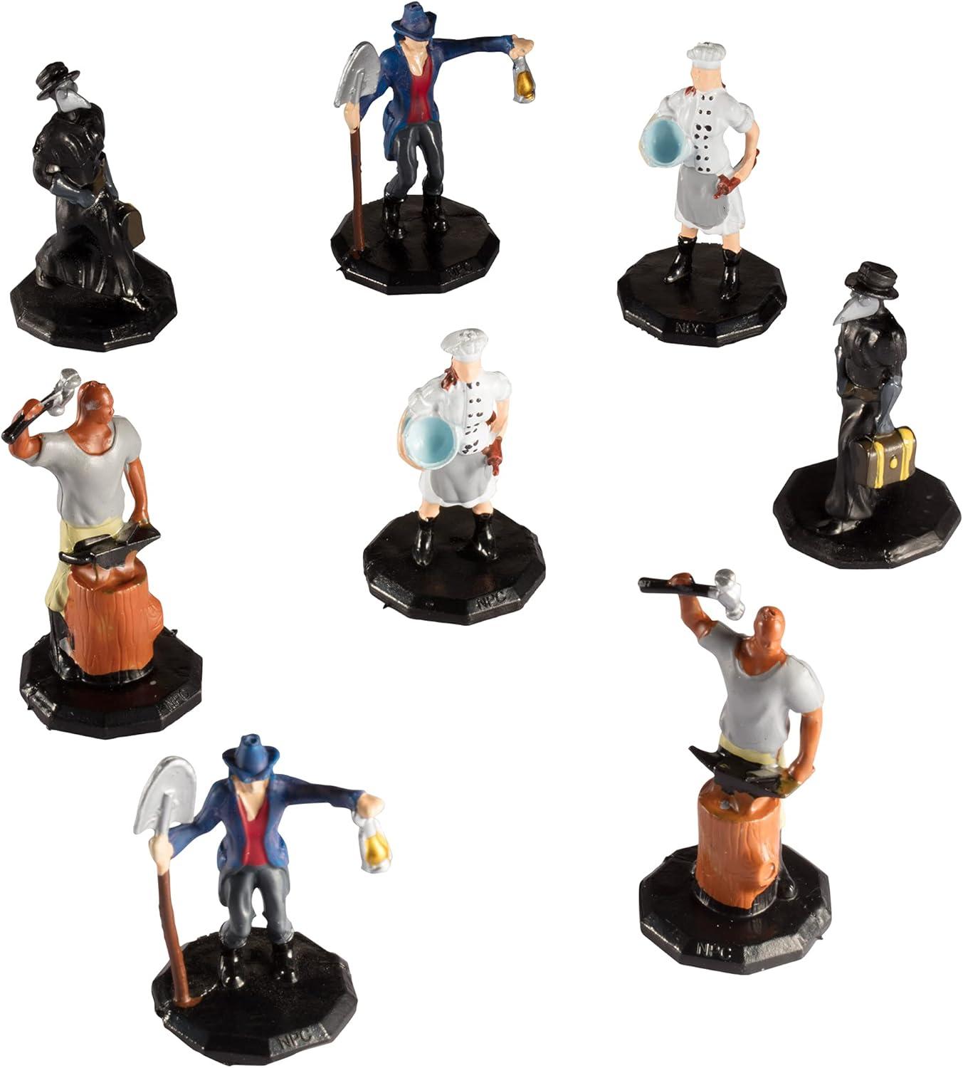 Monster Protectors Townsfolk Mini Fantasy Figures - Tradesmen - 8pc Hand-Painted Non Player Character Miniatures - 1" Hex-Sized Use w Tabletop Games
