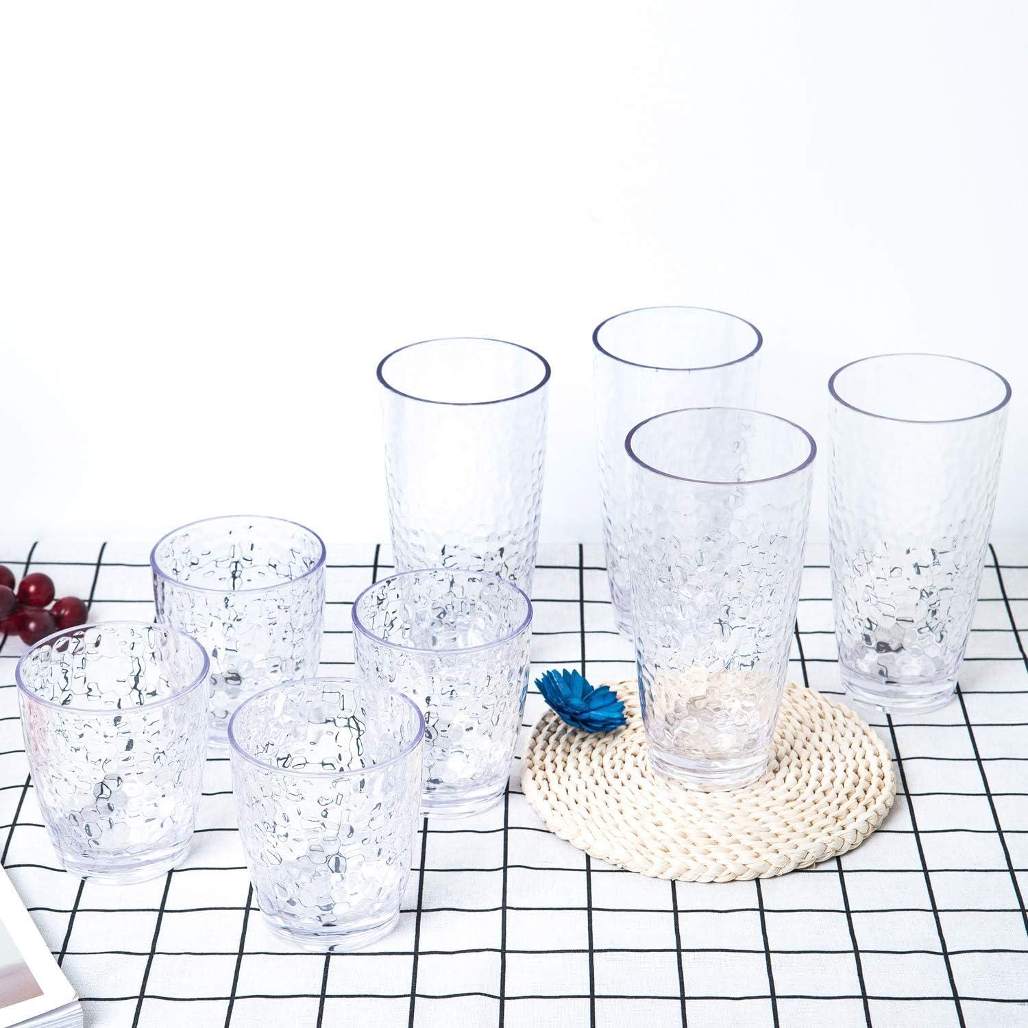 26-Ounce Large Acrylic Glasses Plastic Tumbler/Drinking Cups,Set of 6 Multi-Hammered Style,BPA Free