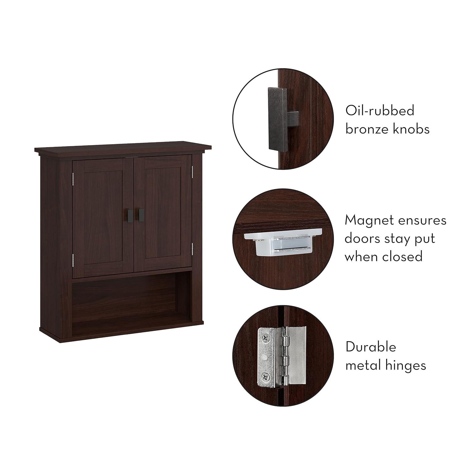 RiverRidge Home RiverRidge Hayward Two-Door Bathroom and Laundry Wall Mount Storage Medicine Cabinet with Fixed and Adjustable Shelf