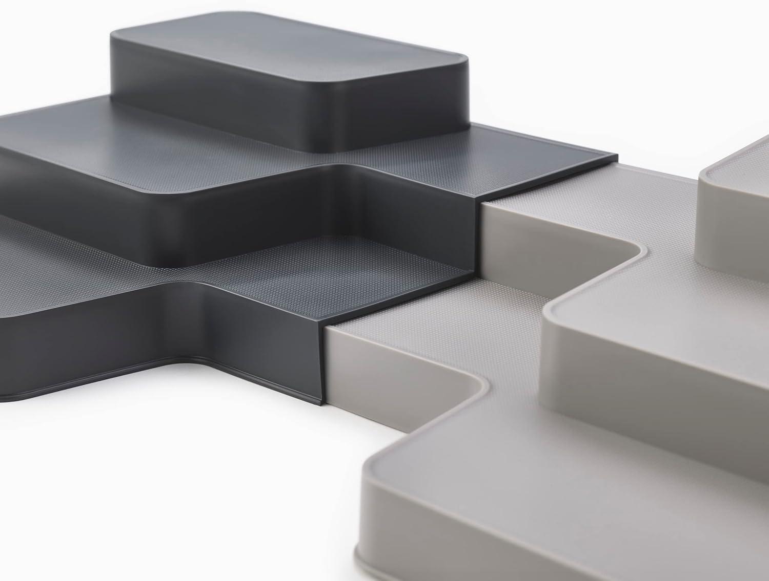 Expandable Gray Polypropylene 3-Tier Shelf Organizer for Cabinets
