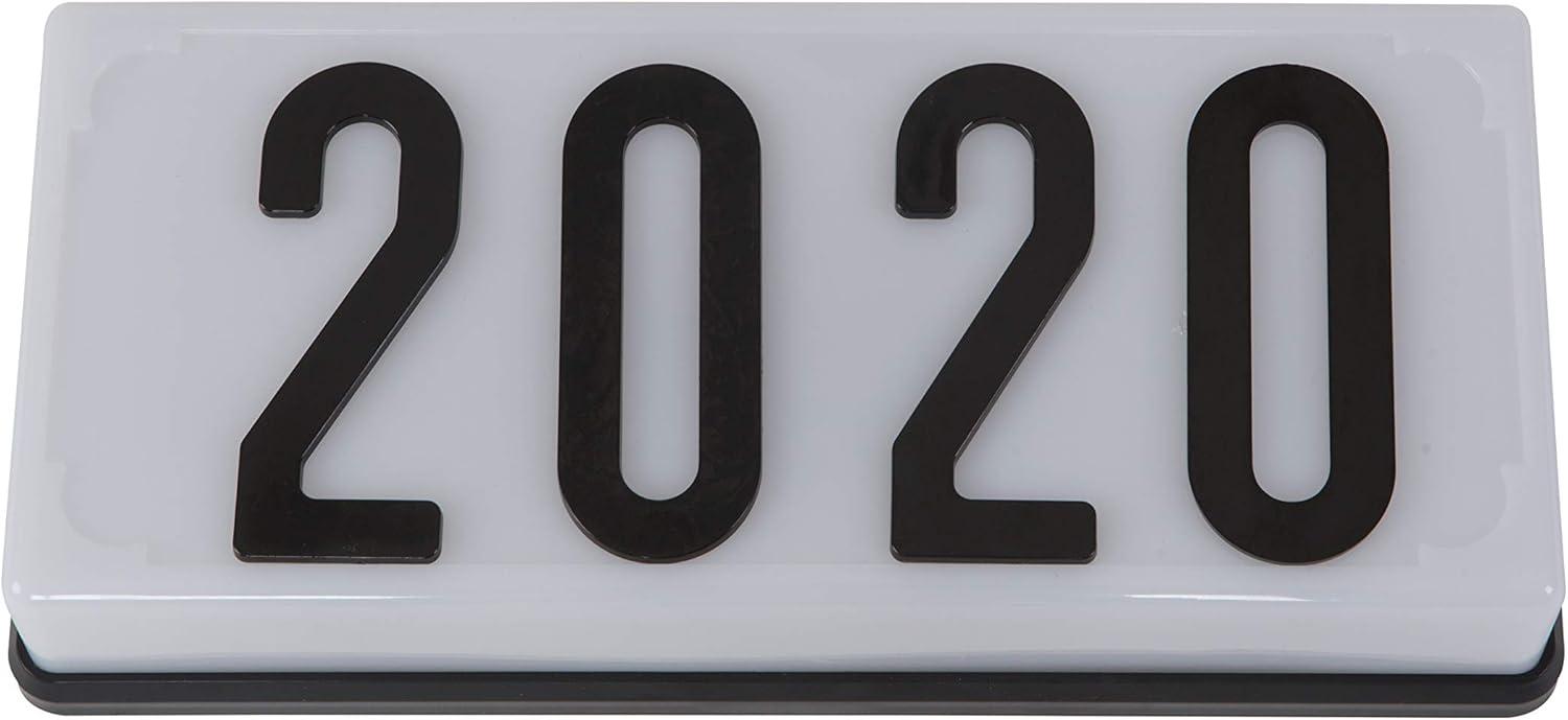 White Rectangular Plastic Address Plaque with Black Numbers