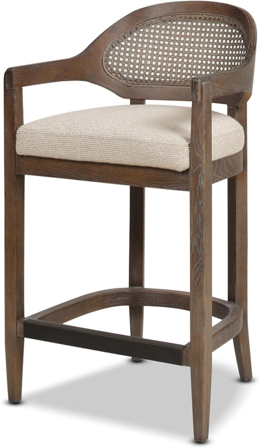 Jennifer Taylor Home Americana Mid-Century Modern 26" Cane Back Counter Stool, Taupe Beige Textured Weave