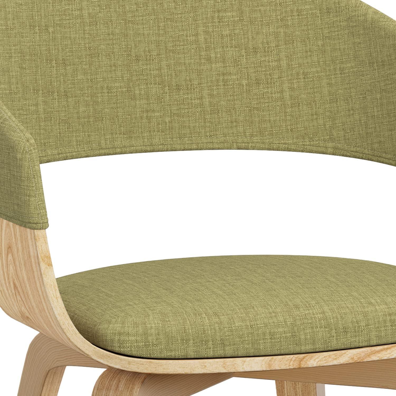 Simpli Home Lowell Bentwood Dining Chair With Light Wood In Acid Green Linen Look Fabric