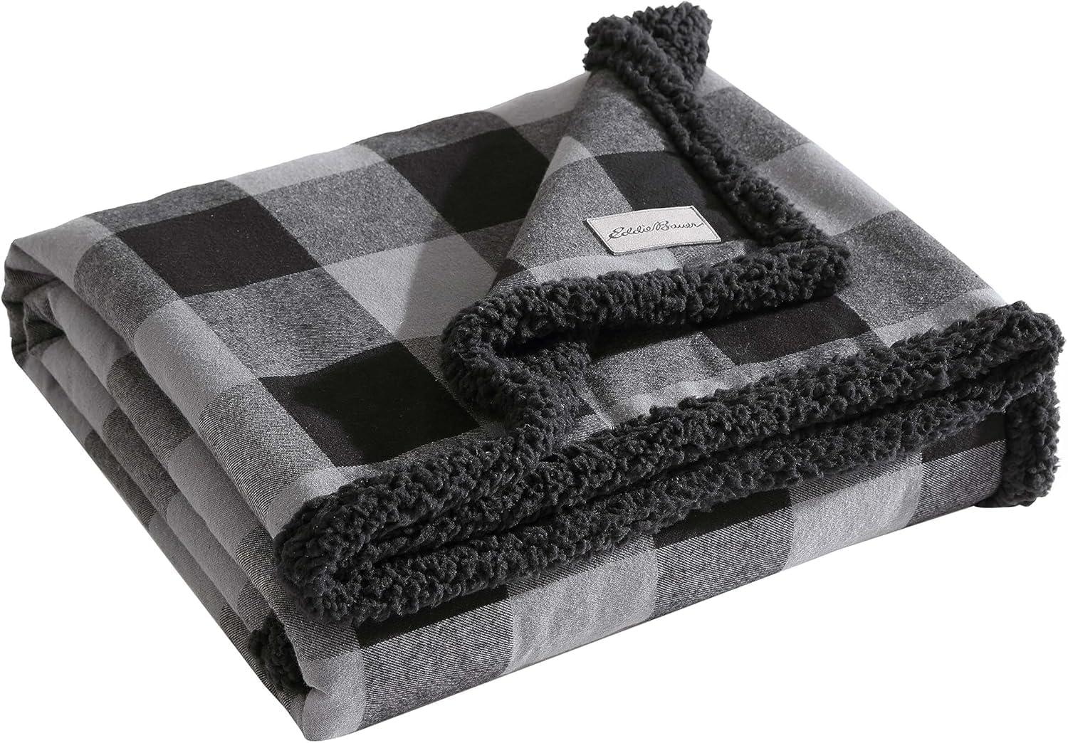 Eddie Bauer Eddie Bauer Cabin Plaid Flannel/Sherpa Throw Blanket