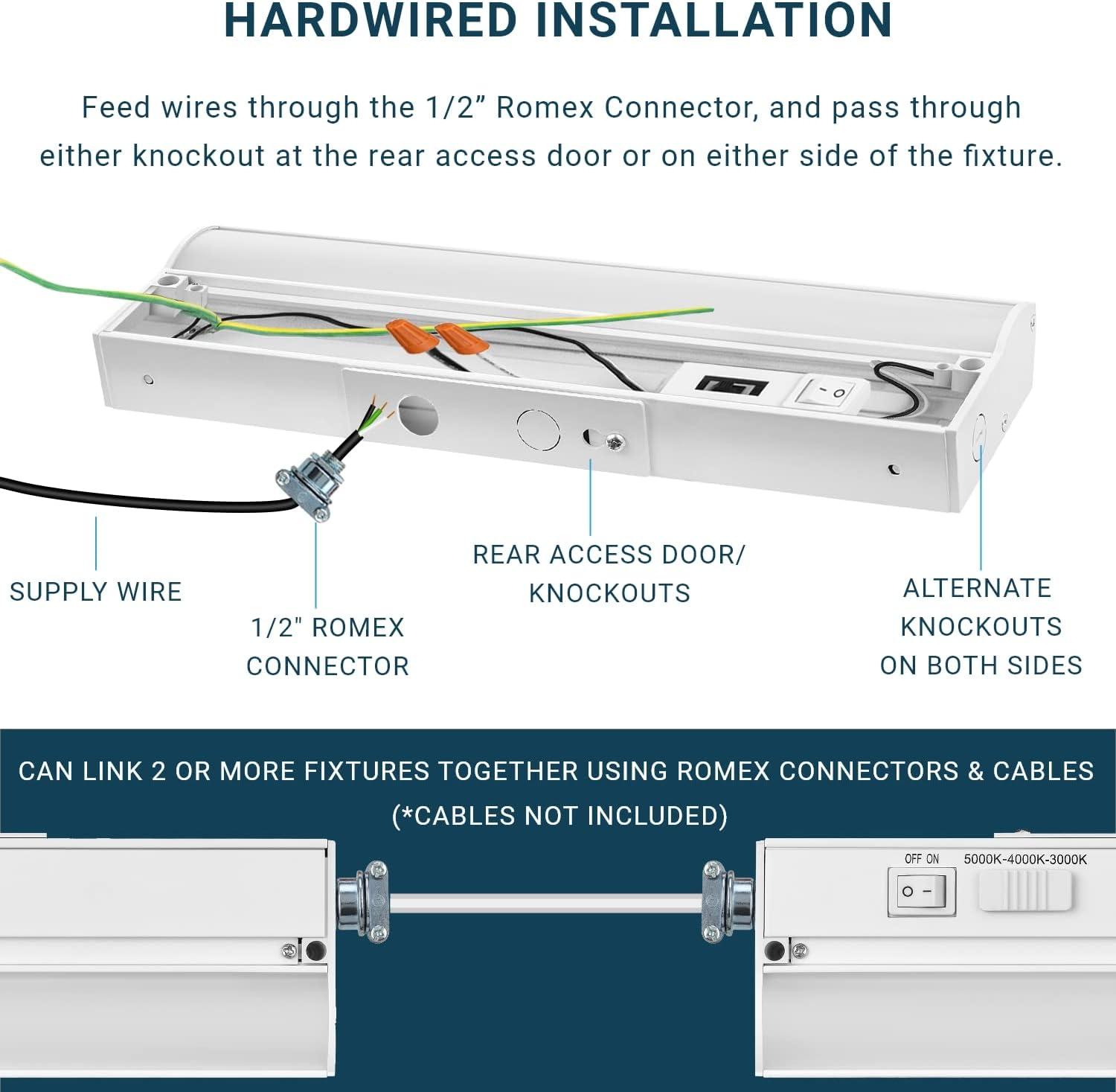 Parmida LED 3CCT Hardwired Under Cabinet Light, Dimmable, Linkable, 12 inch, 9W, 600lm