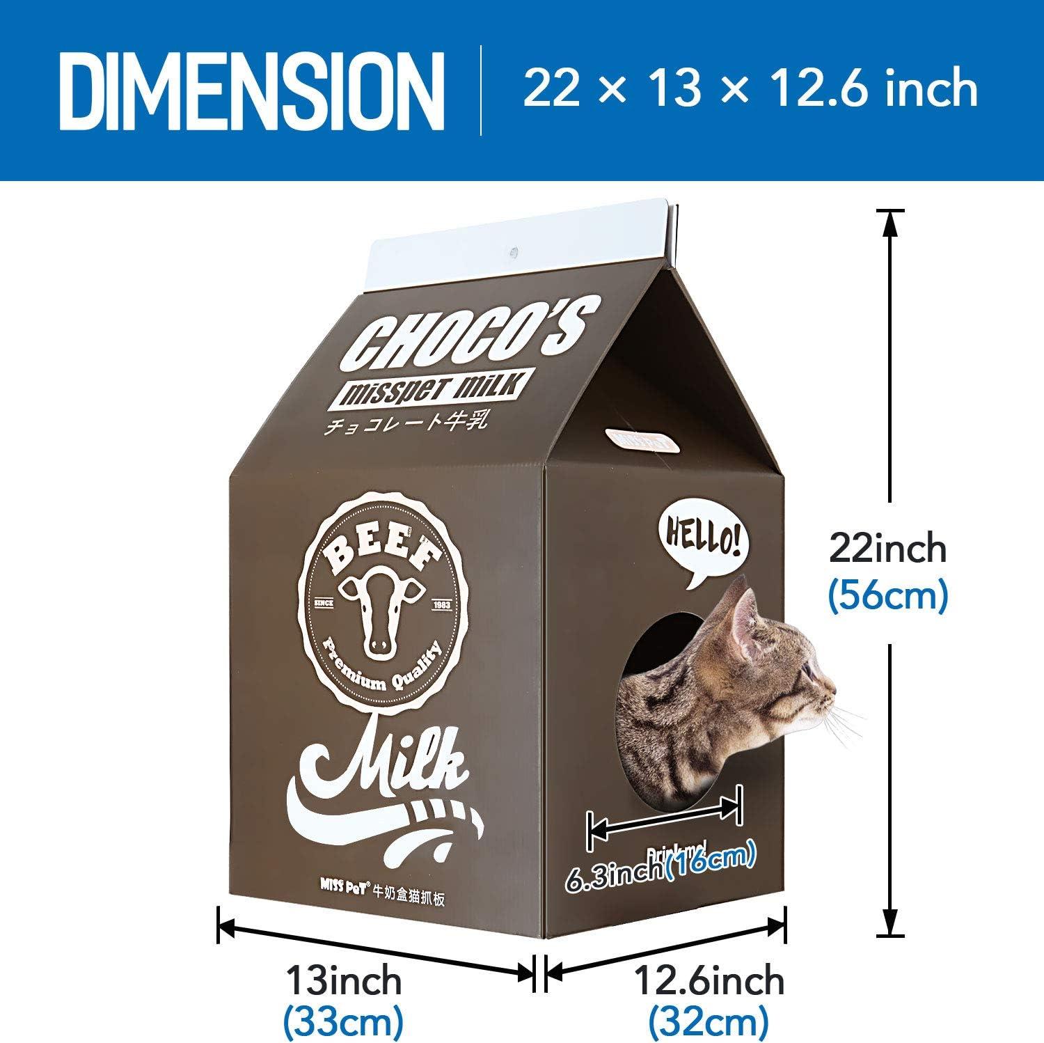 ScratchMe Cat Condo Scratcher Post Cardboard, Milk Box Shape, Durable Board Pads, Black, 1-Pack